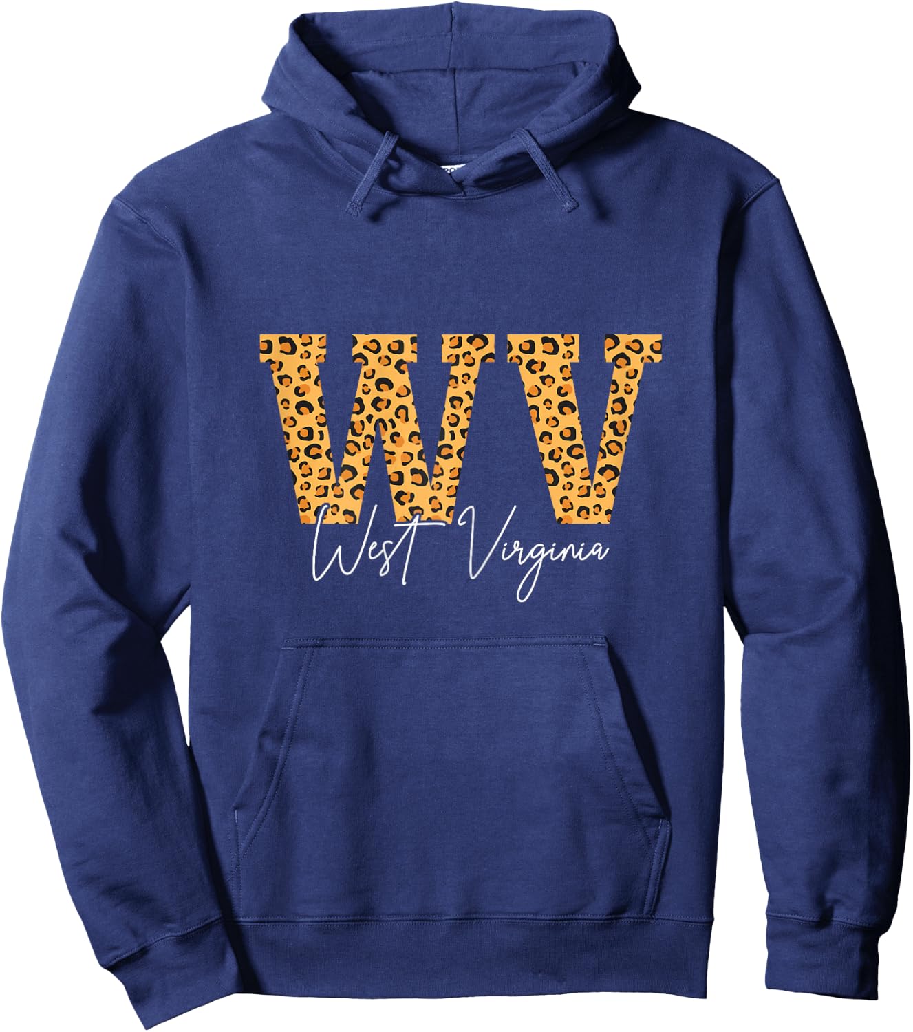 West Virginia WV Leopard Pattern Pride Vintage Hoodie - Hoodie | Navy