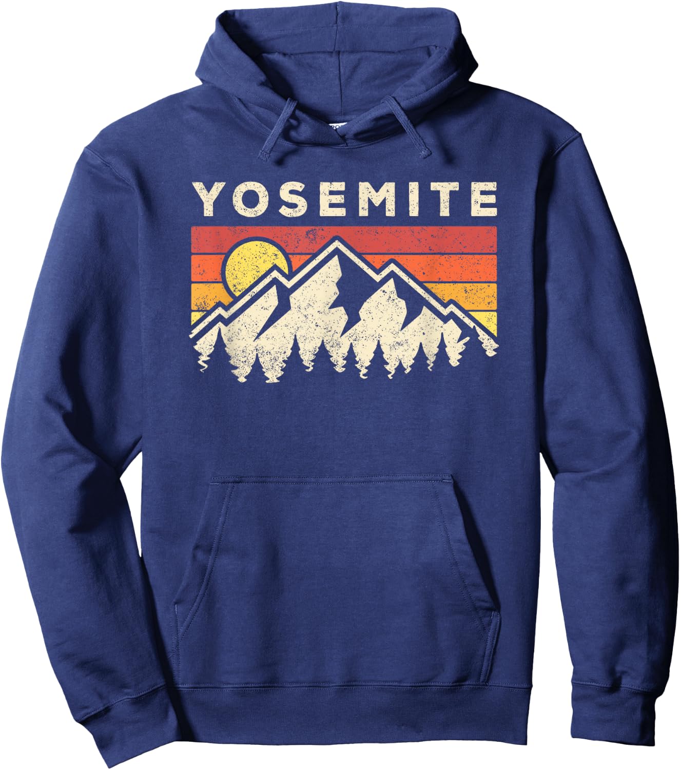 Retro Yosemite California Hiking National Park Hoodie - Hoodie | Navy