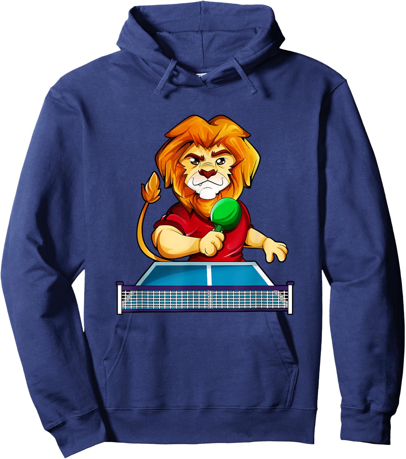 Cartoon lion playing table tennis Hoodie - Hoodie | Navy