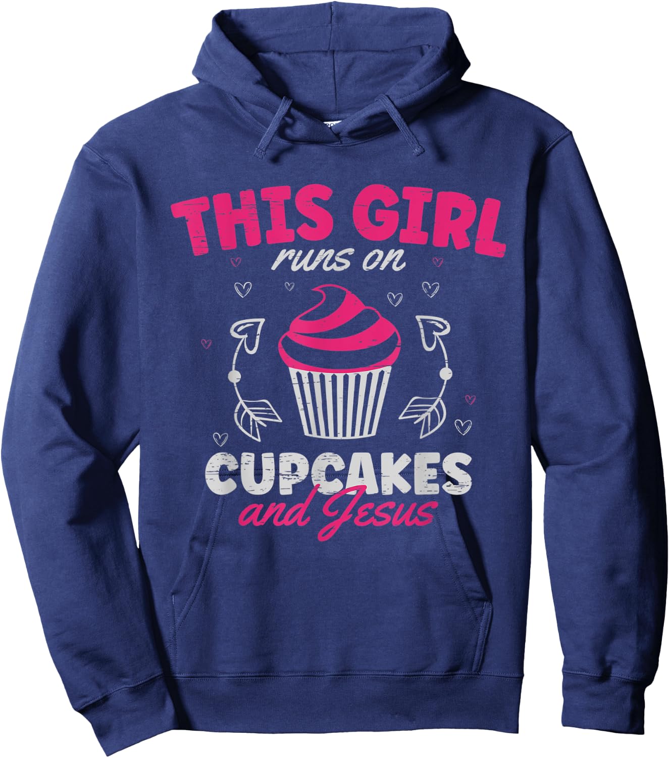 This Girl Runs On Cupcakes And Jesus Hoodie - Hoodie | Navy