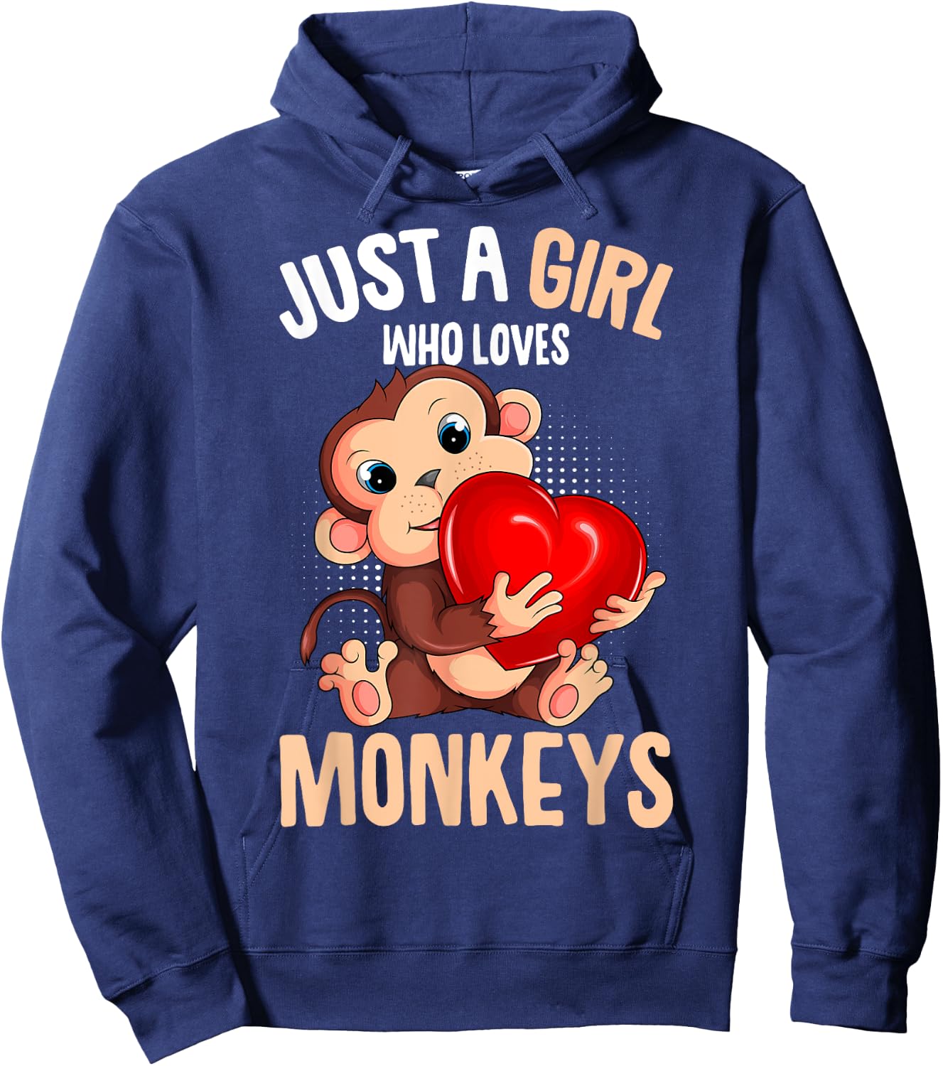 Just A Girl Who Loves Monkeys Girls Kids Monkey Hoodie - Hoodie | Navy