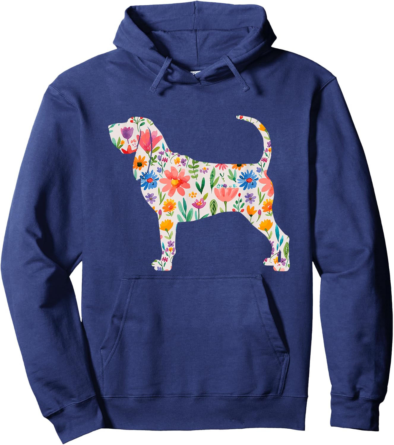Bloodhound watercolor flowers design Hoodie - Hoodie | Navy