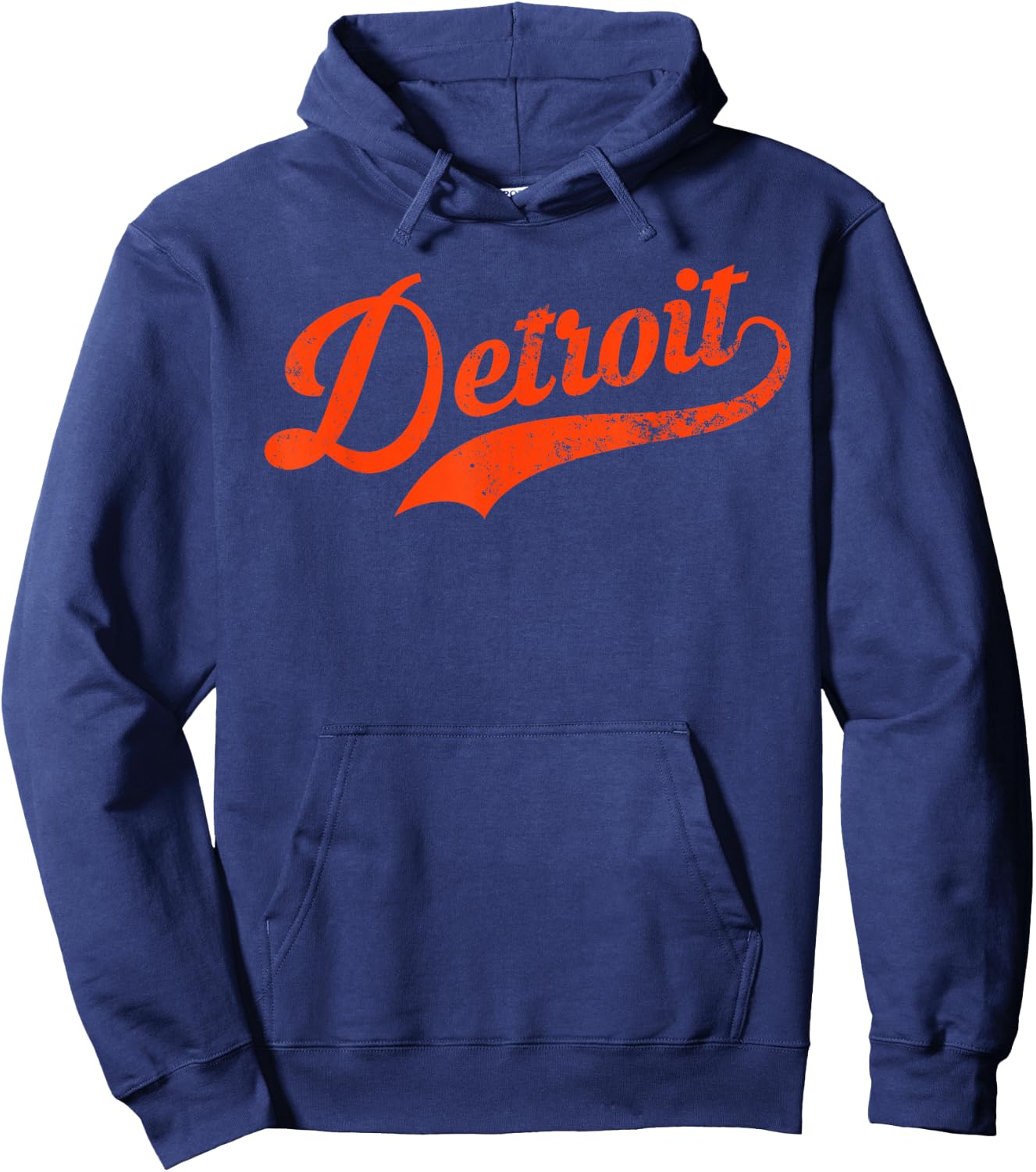 Retro Detroit Baseball City Distressed Hoodie - Hoodie | Navy