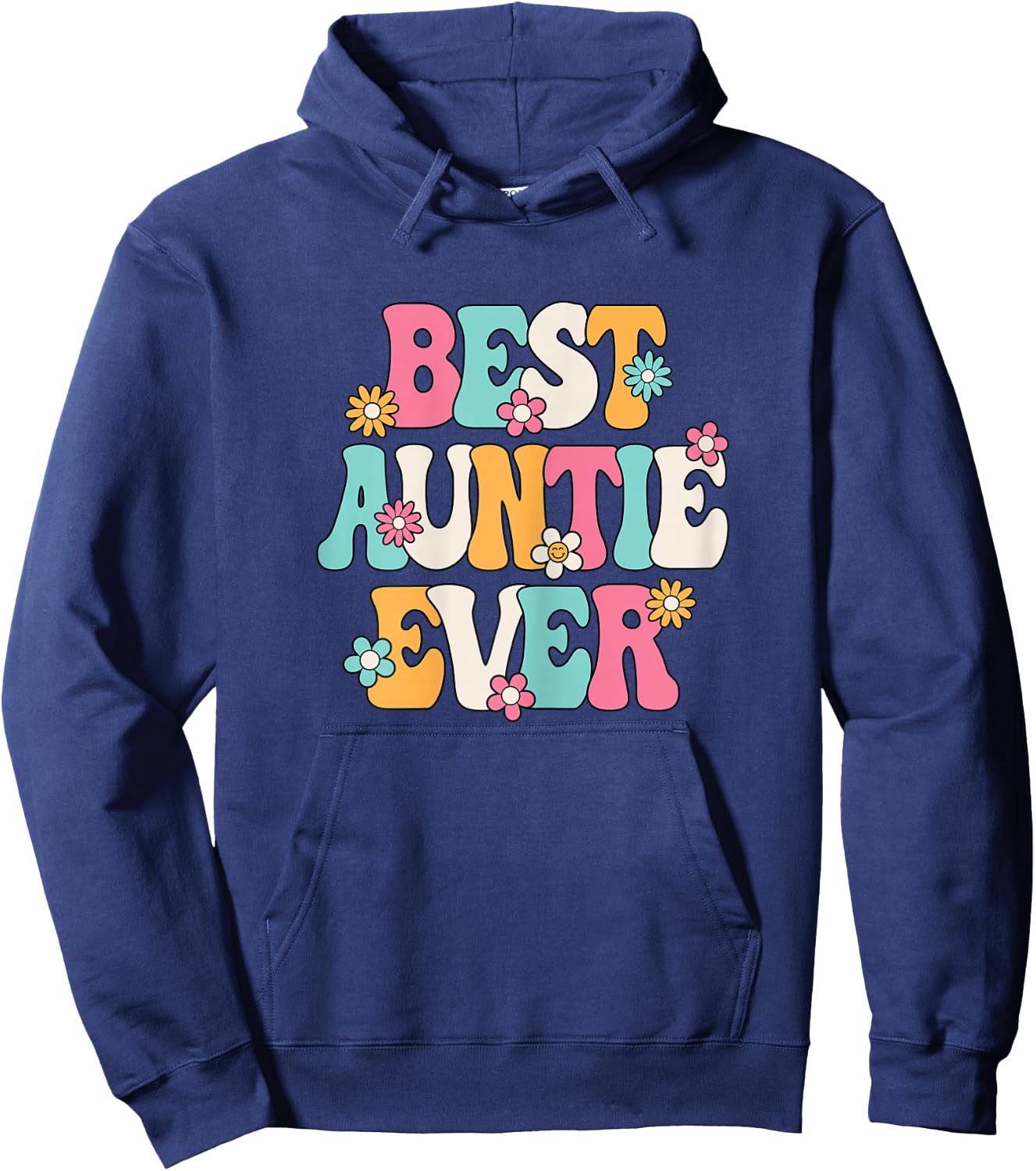 Best Auntie Ever Groovy Aunt Hoodie - Hoodie | Navy