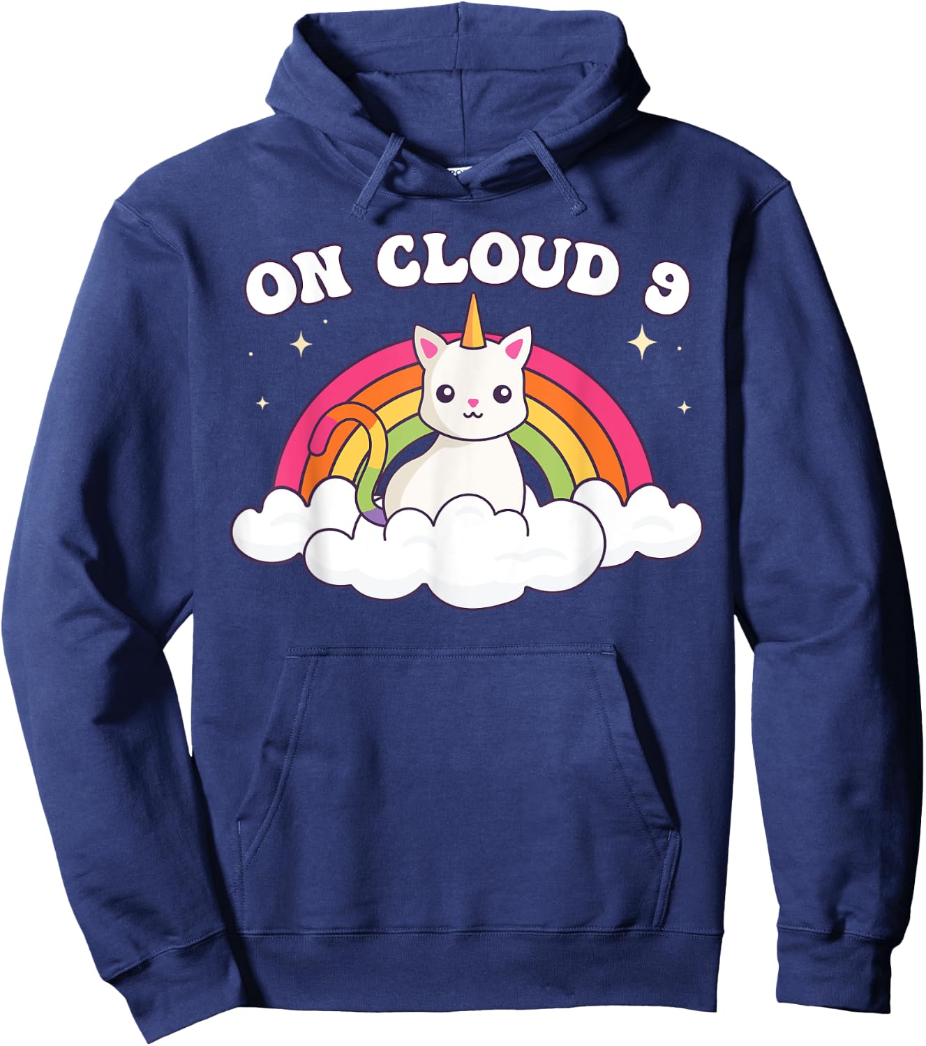 9th Birthday Girl Rainbow On Cloud Nine Hoodie - Hoodie | Navy