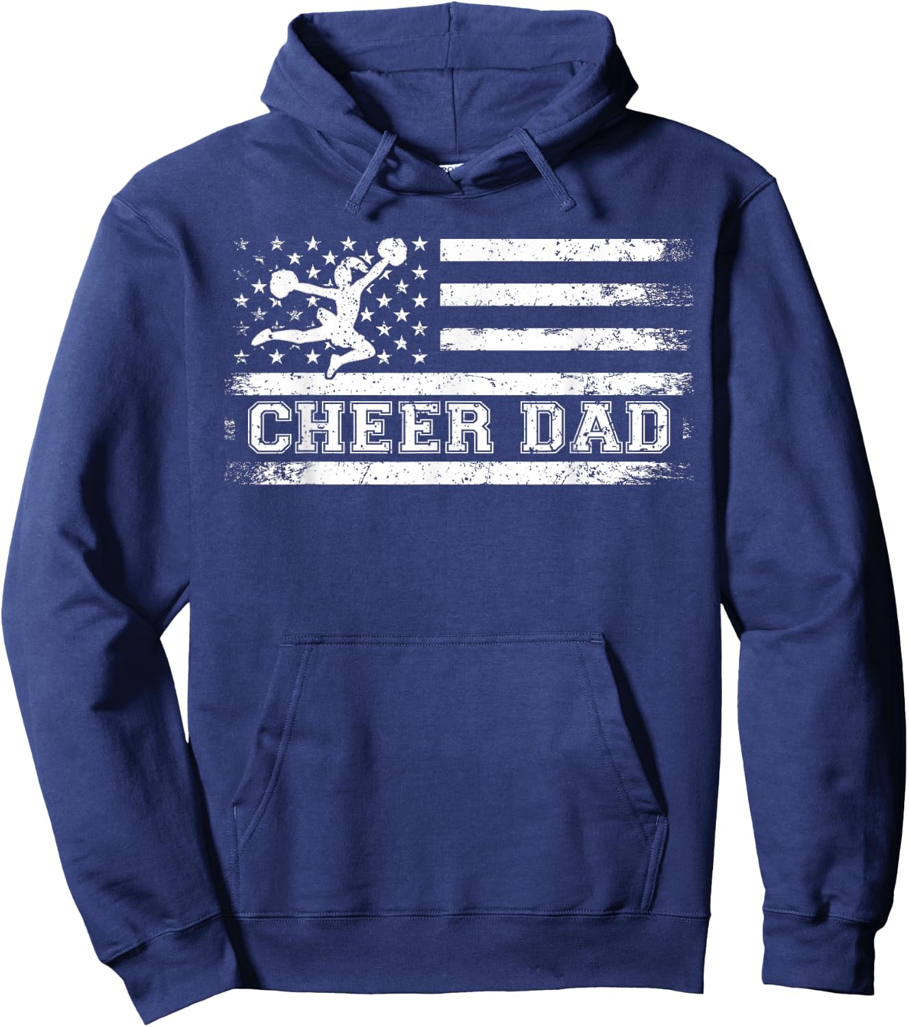 Purple Cheer Dad Usa Flag Vintage Cheerleader Hoodie - Hoodie | Navy
