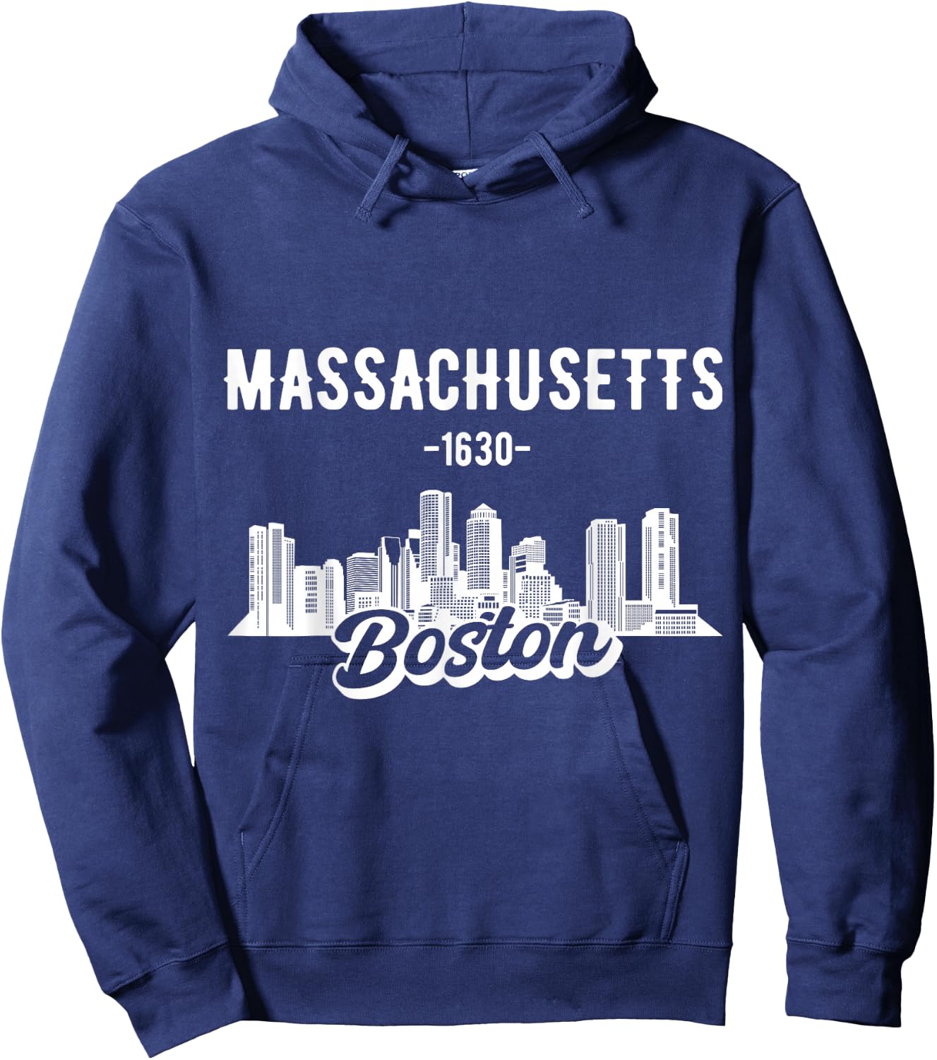 Boston Massachusetts Skyline Hoodie - Hoodie | Navy