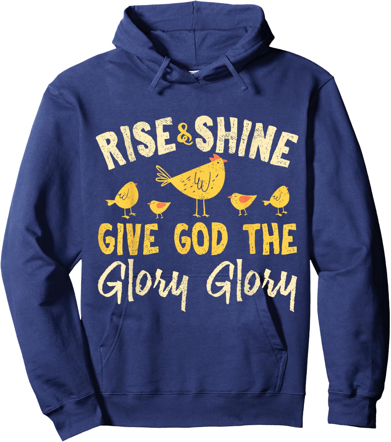 Rise and Shine - Vintage Chicken Christian Hoodie - Hoodie | Navy