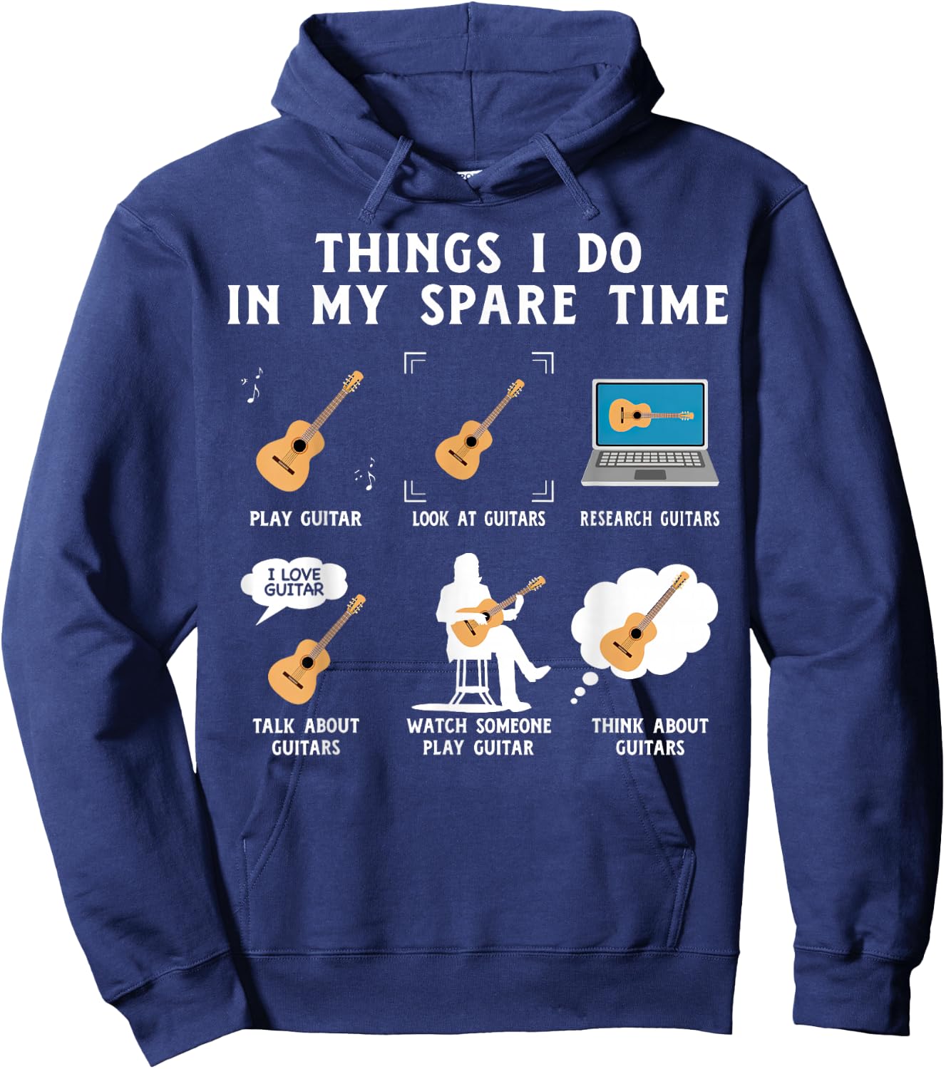 Things I Do In My Spare Time Funny Guitar Hoodie - Hoodie | Navy