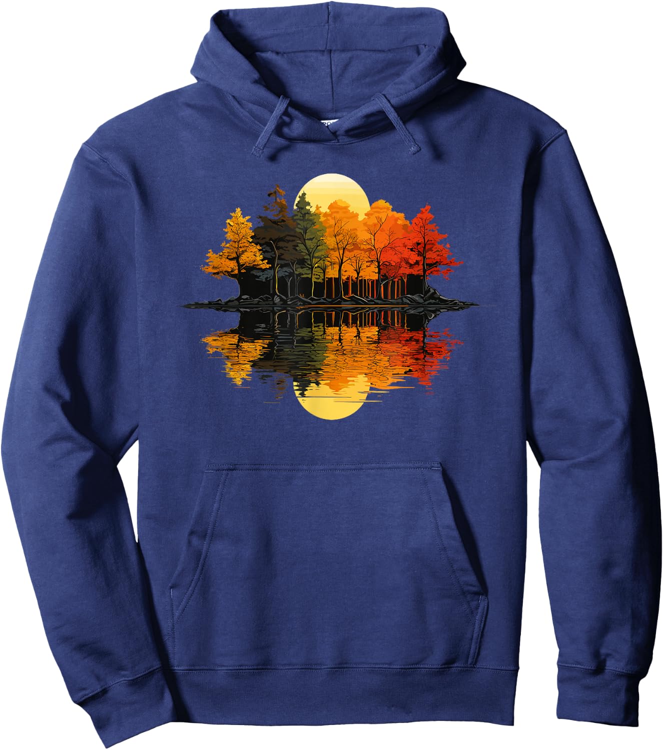Nature Reflection Forest Trees Outdoor Wildlife Hoodie - Hoodie | Navy
