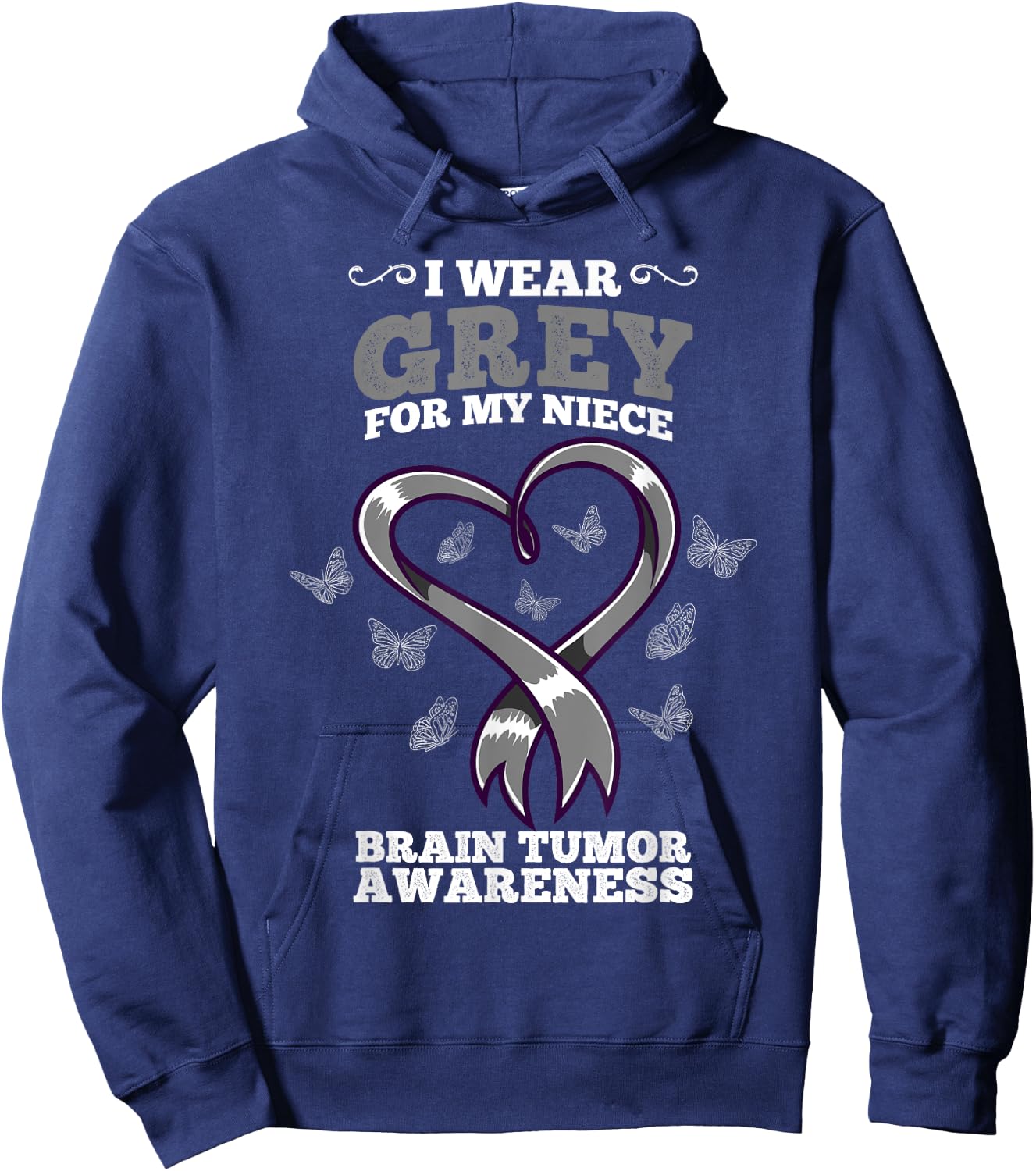 I Wear Grey For My Niece Brain Tumor Awareness Hoodie - Hoodie | Navy