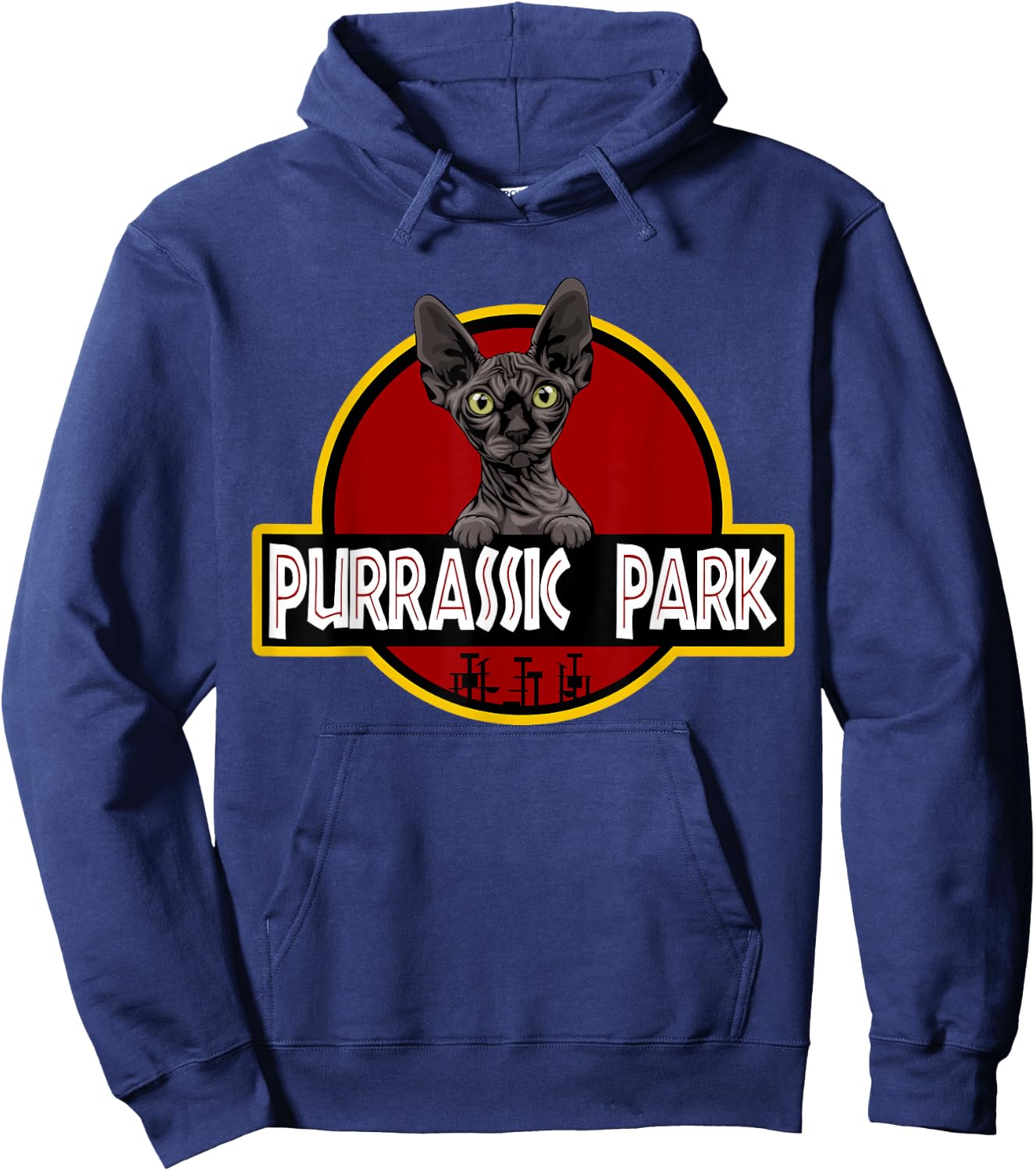 Black Sphynx Cat Cute Funny Cat Lover Parody Hoodie - Hoodie | Navy