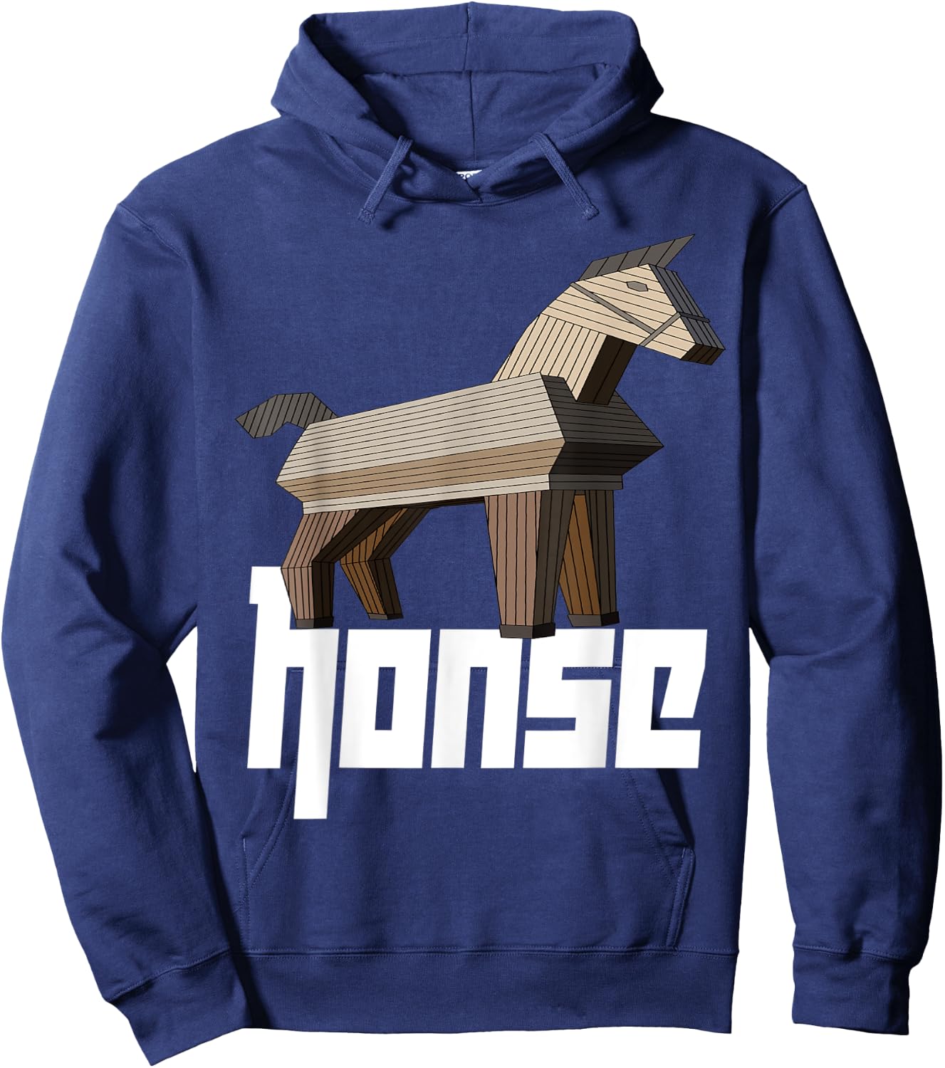 Honse Meme, Funny Wooden Horse Hoodie - Hoodie | Navy