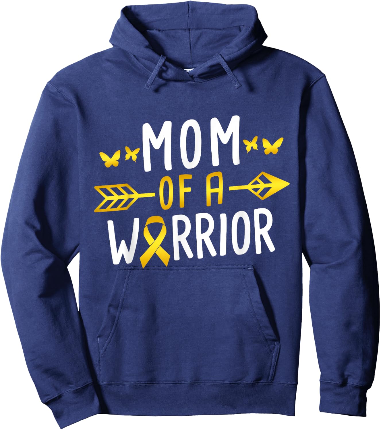 Mom Of A Warrior - Childhood Cancer Awareness Hoodie - Hoodie | Navy