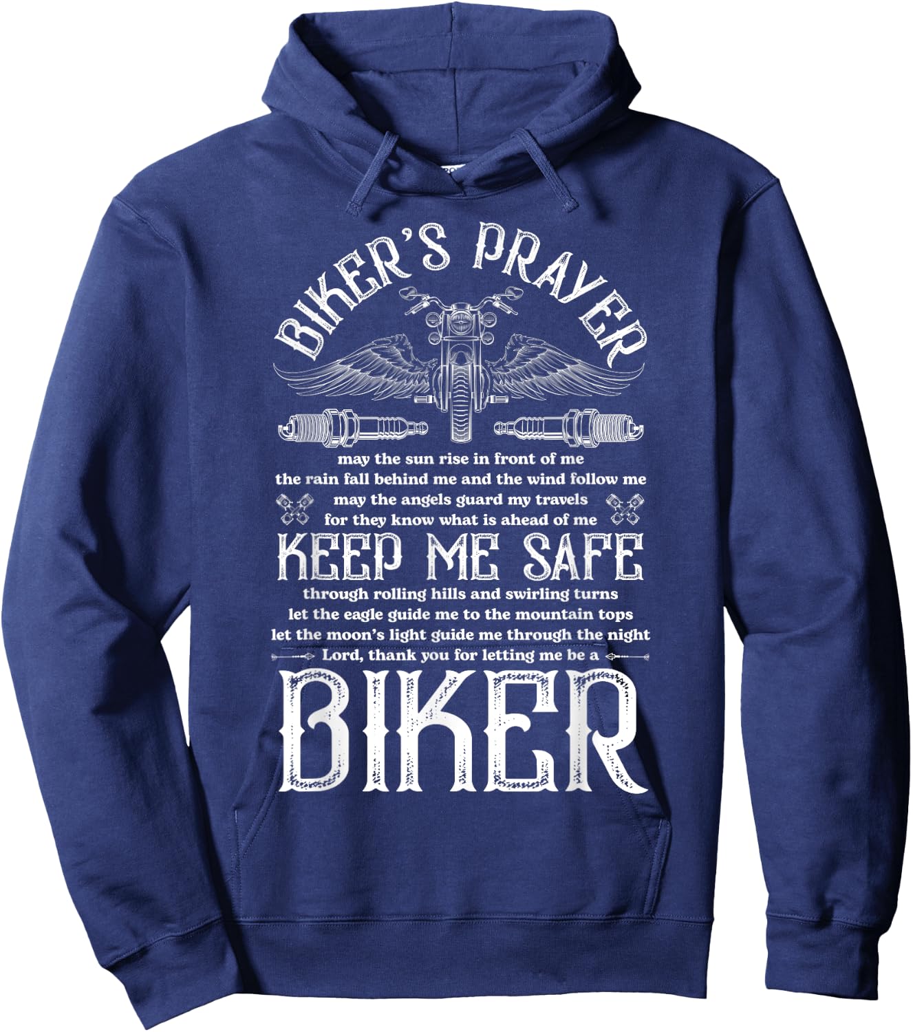 Biker's Prayer Funny Biker Hoodie - Hoodie | Navy