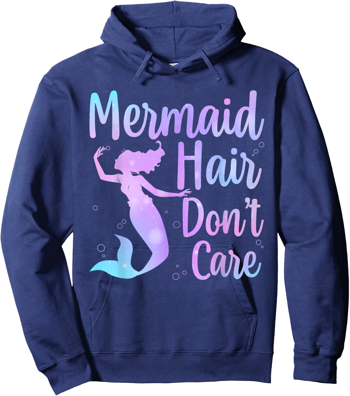 Cool Mermaid Girls Kids Mermaid Hair Don't Care Hoodie - Hoodie | Navy