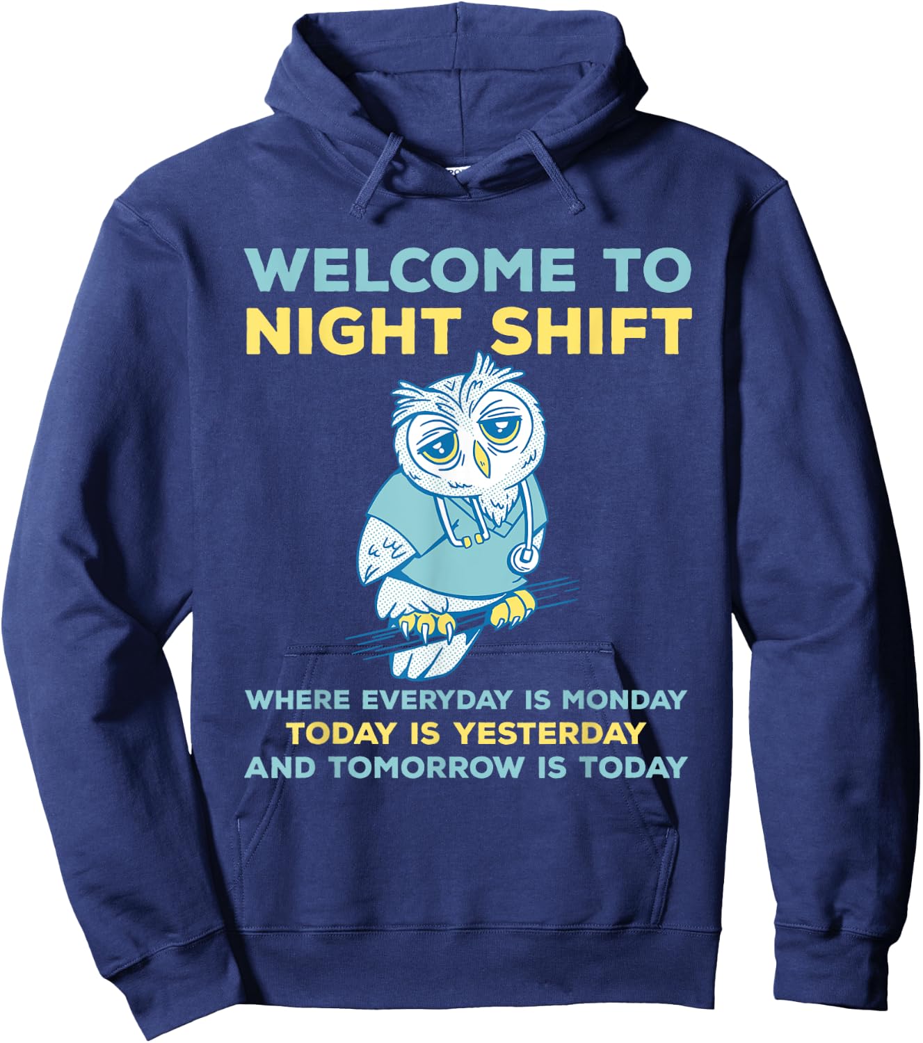 Funny Night Shift Quote Owl Graveyard Shift Hoodie - Hoodie | Navy