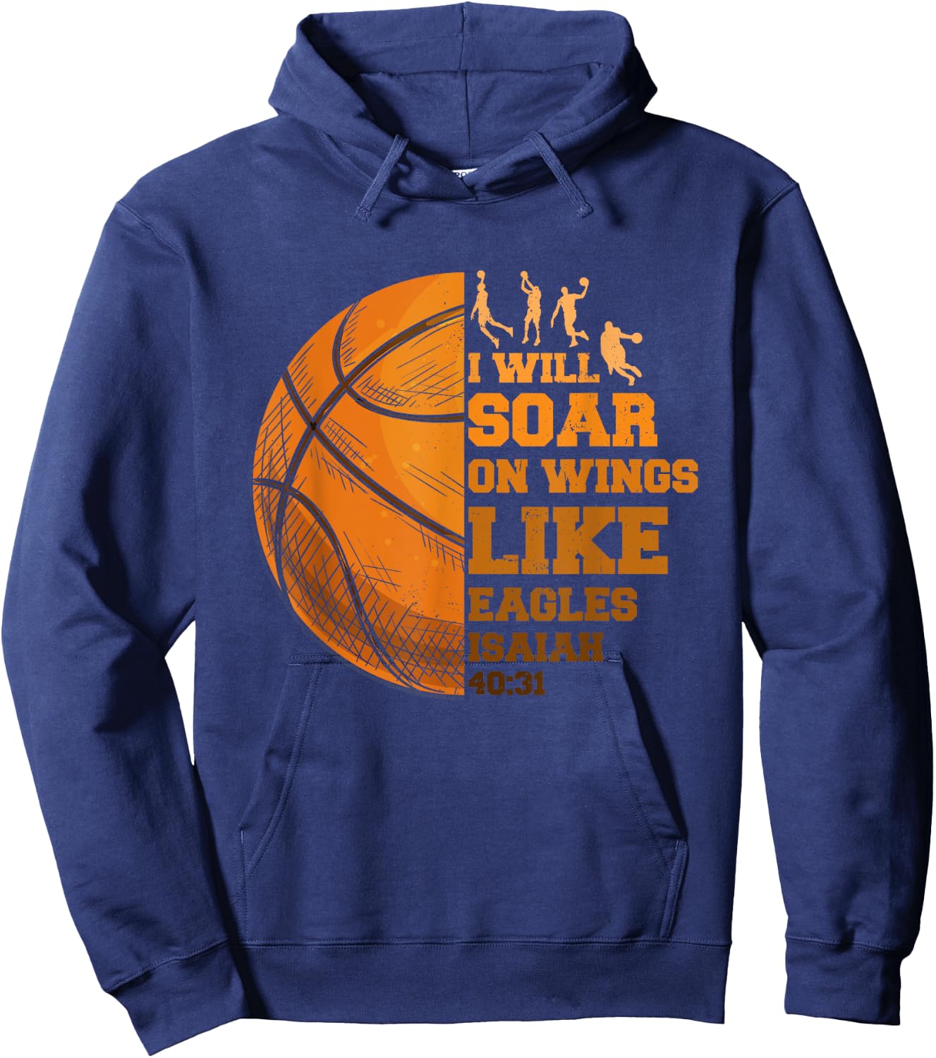 Basketball Christian Soar On-Wings Like Eagle Religious Basketball - Black, , Small, Short Sleeve, Regular Fit, Cotton 65% Polyester 35% Hoodie - Hoodie | Navy
