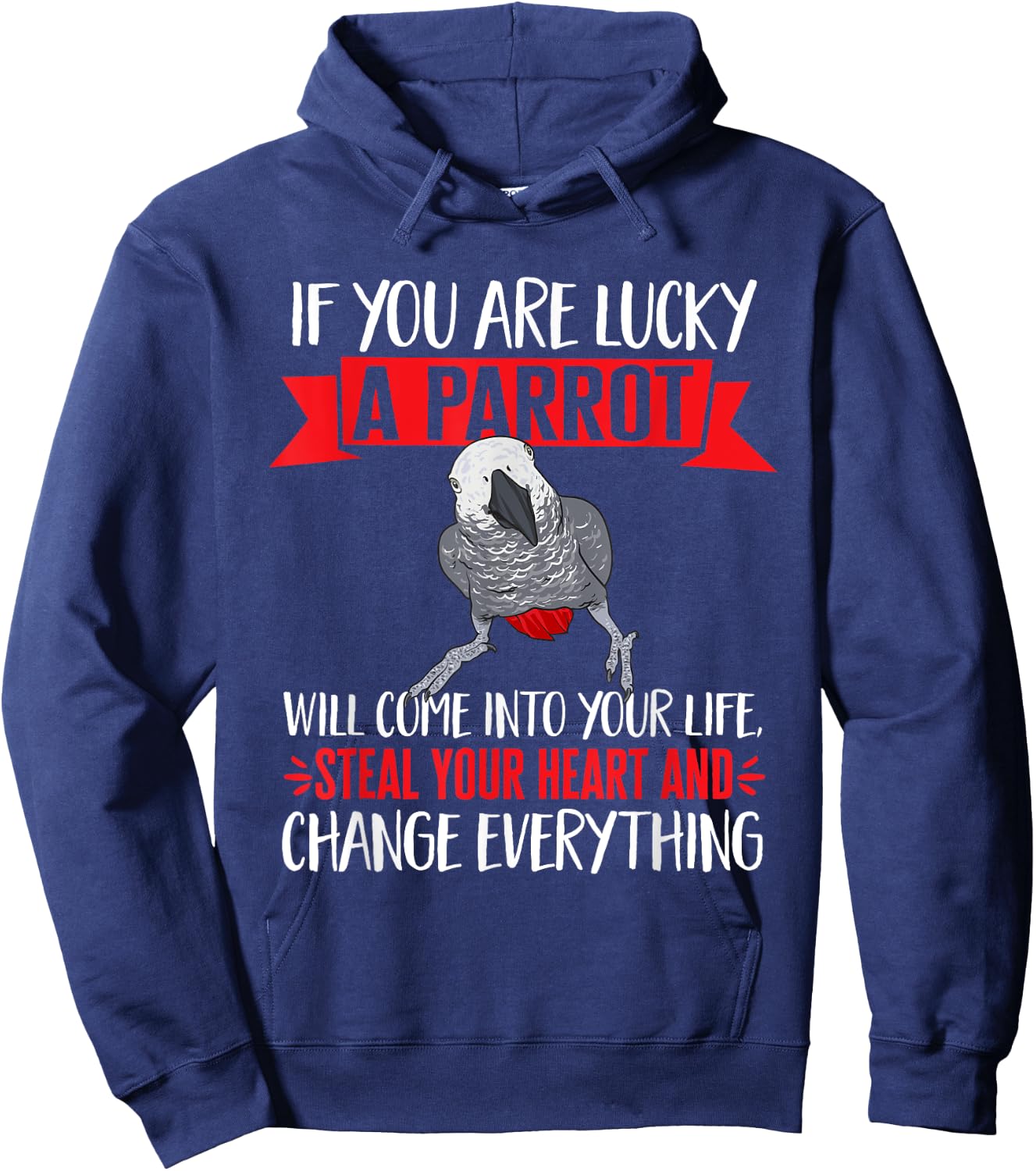 African Grey Parrot Hoodie - Hoodie | Navy