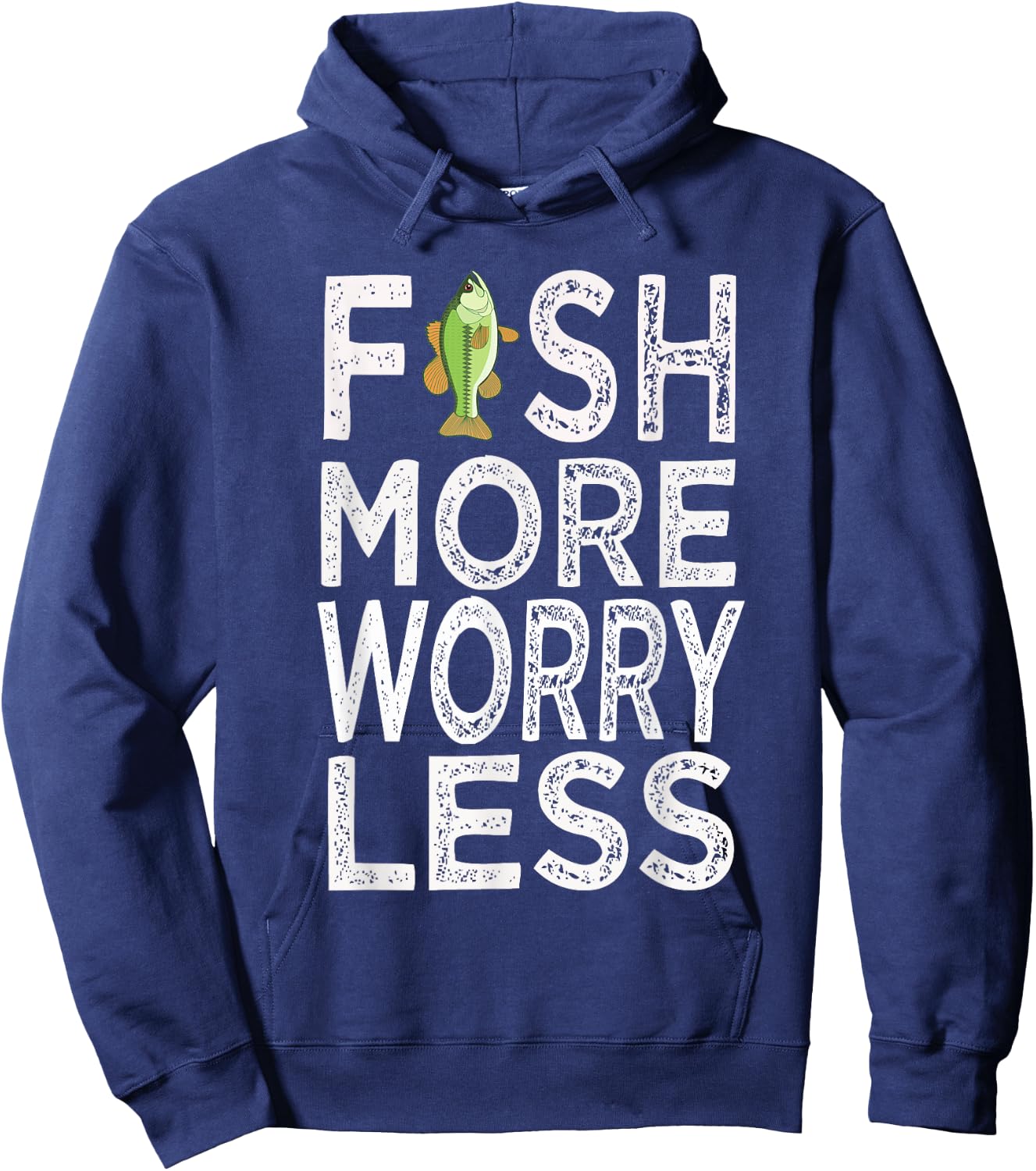 Fish More Less Worry Hoodie - Hoodie | Navy