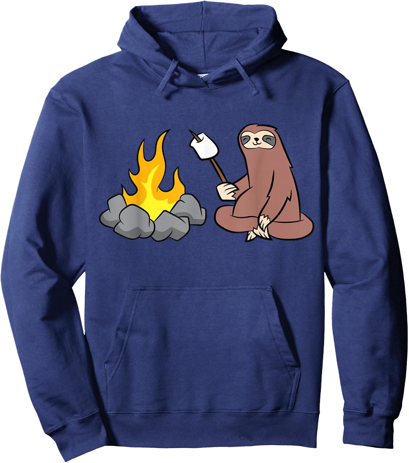 Sloth Roasting Marshmallows At The Campfire Hoodie - Hoodie | Navy