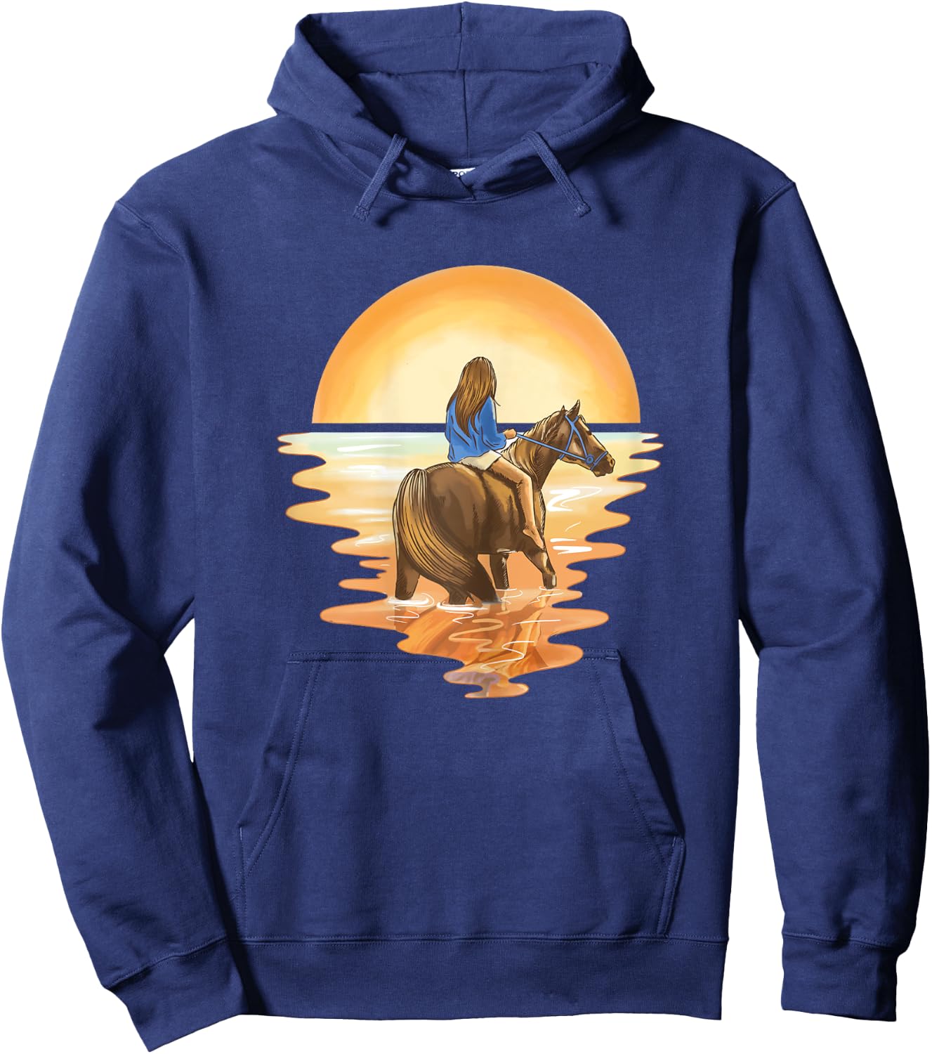 Horse Riding Equestrian Watercolor Horse Girl Hoodie - Hoodie | Navy