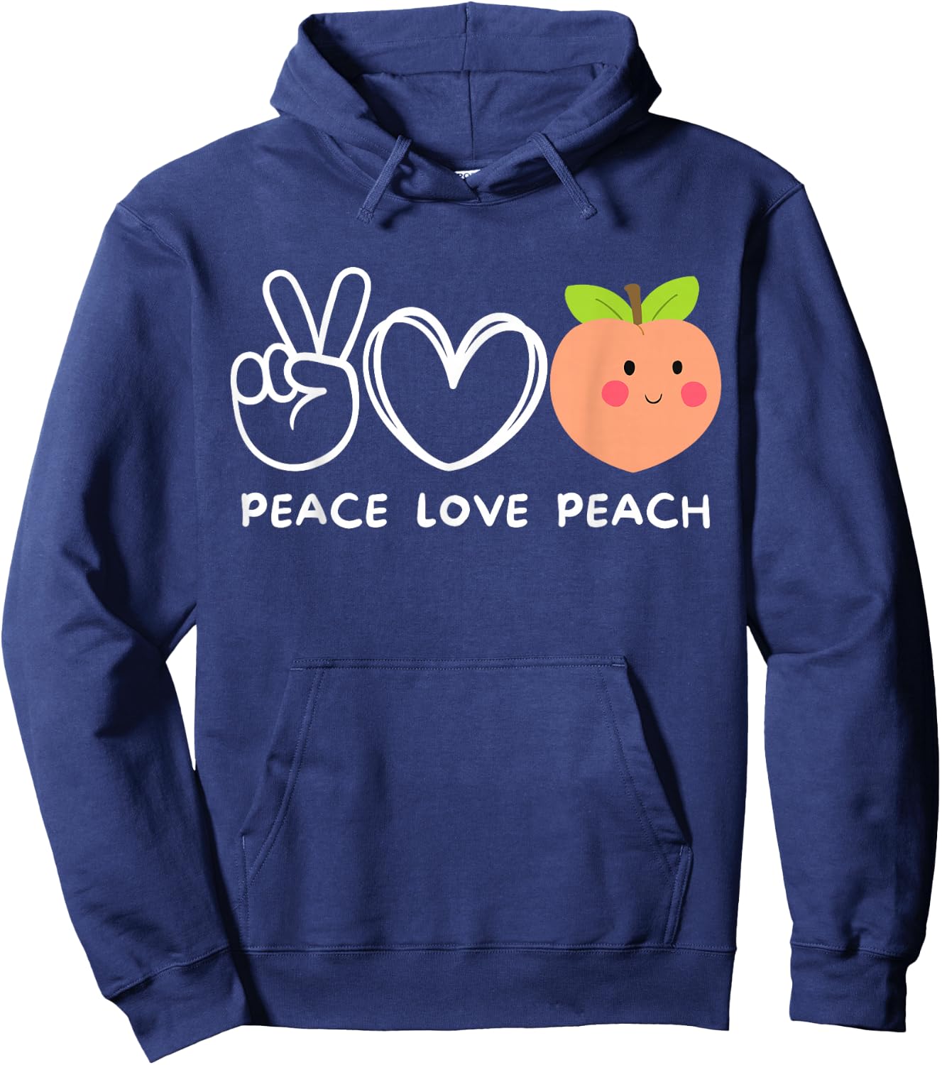 Peace, Love Peach Retro Peach Lover Fruit Lover Hoodie - Hoodie | Navy