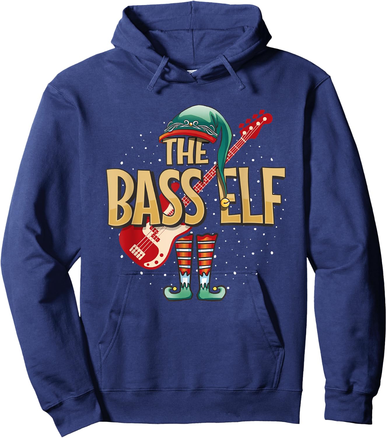 Christmas Bass Guitar Elf for Bassist Musician Hoodie - Hoodie | Navy