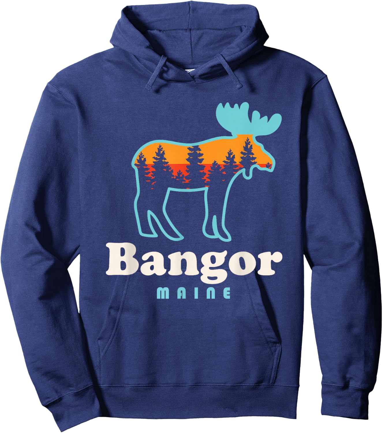 Bangor Maine Moose Bangor City Forest Outdoors Hoodie - Hoodie | Navy