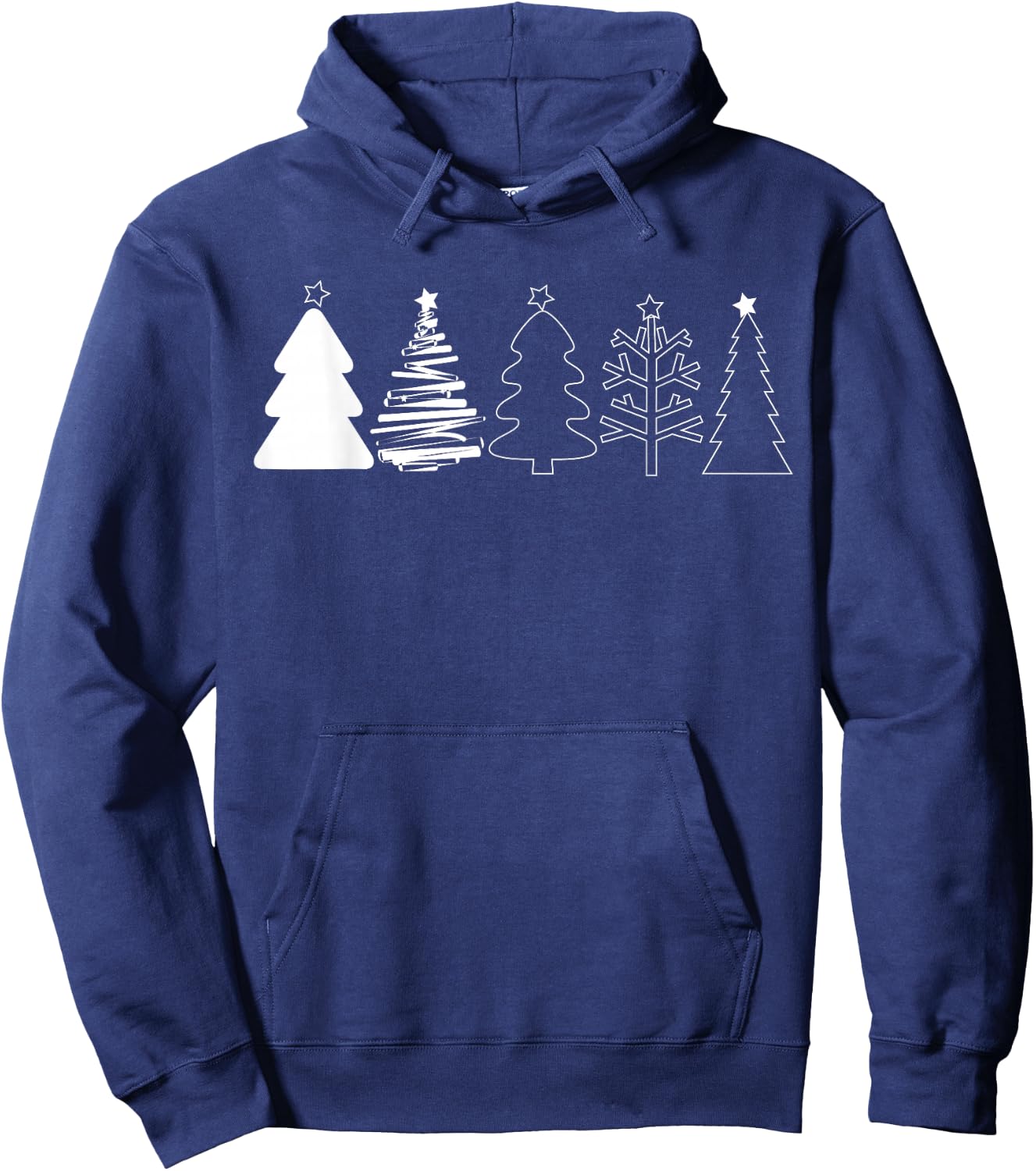 Rustic Christmas Trees Winter Forest Minimalist Hoodie - Hoodie | Navy