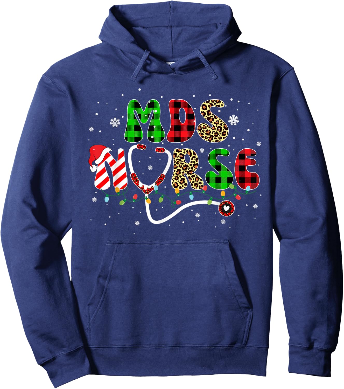 MDS Nurse Christmas Scrubs Tops Men Hoodie - Hoodie | Navy