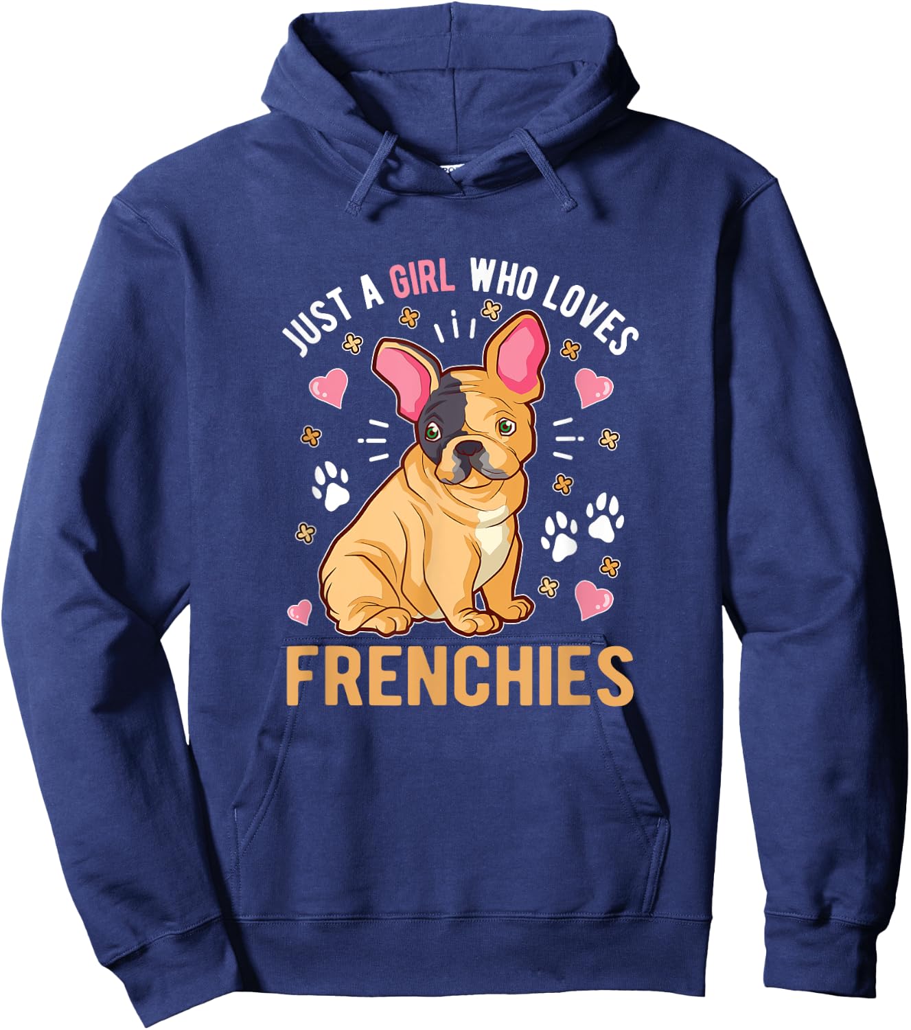 Just A Girl Who Loves Frenchies French Bulldog Hoodie - Hoodie | Navy