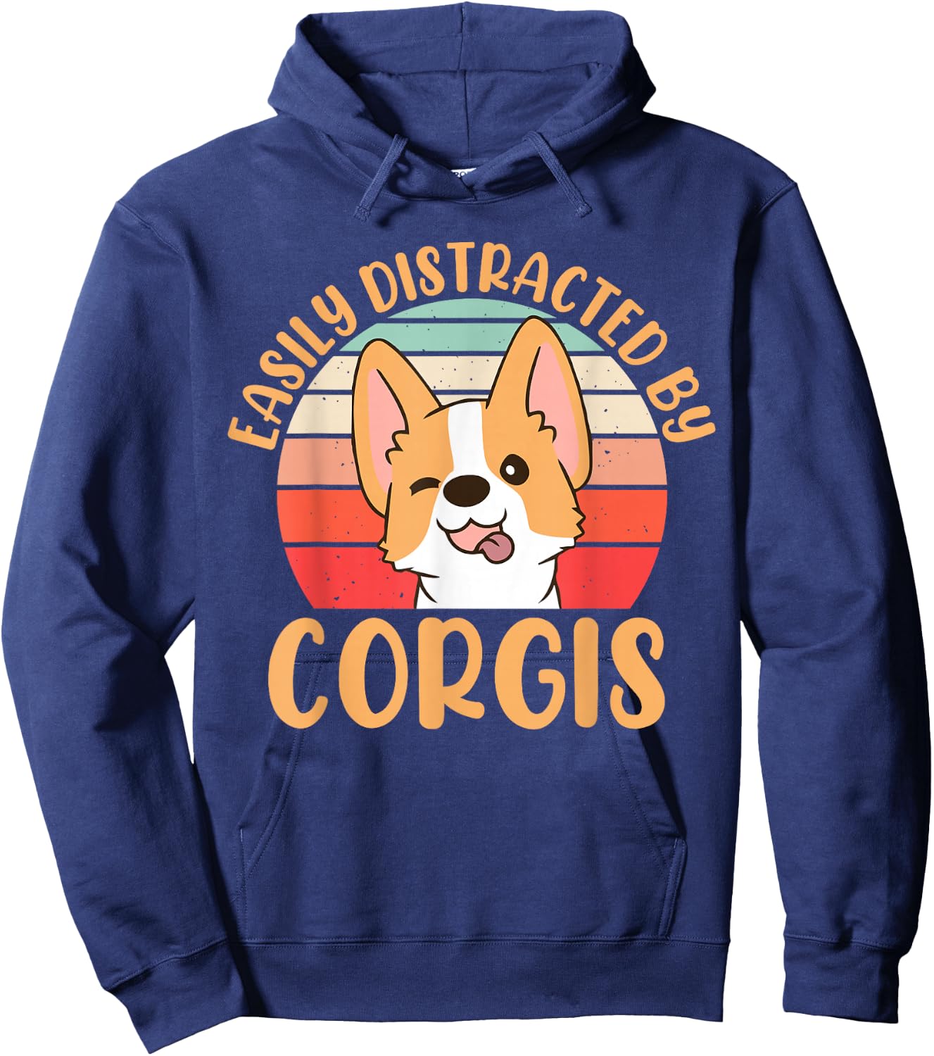 Easily Distracted By Corgis Hoodie - Hoodie | Navy