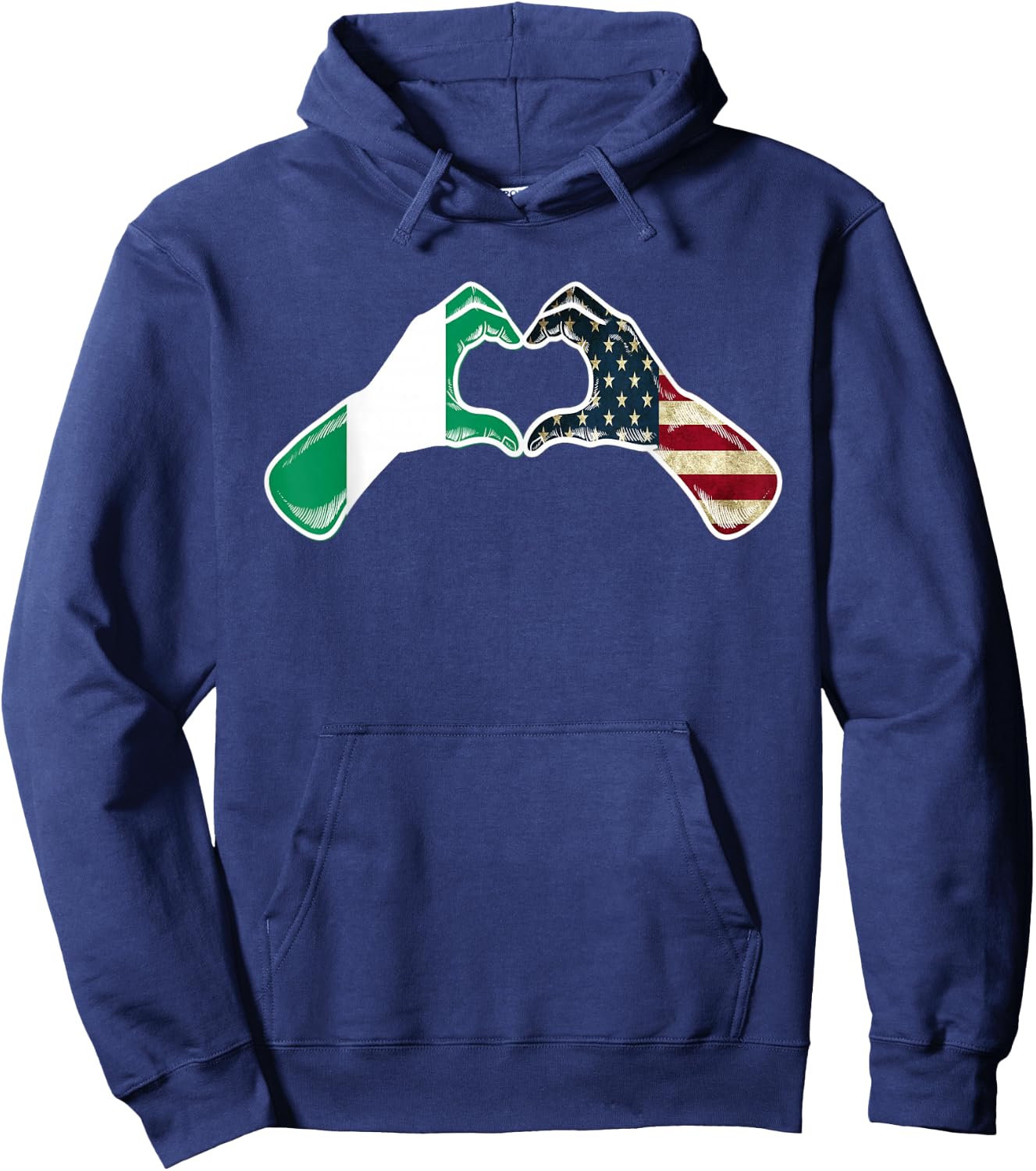Nigeria American USA Flag - USA Nigerian Heart Hoodie - Hoodie | Navy