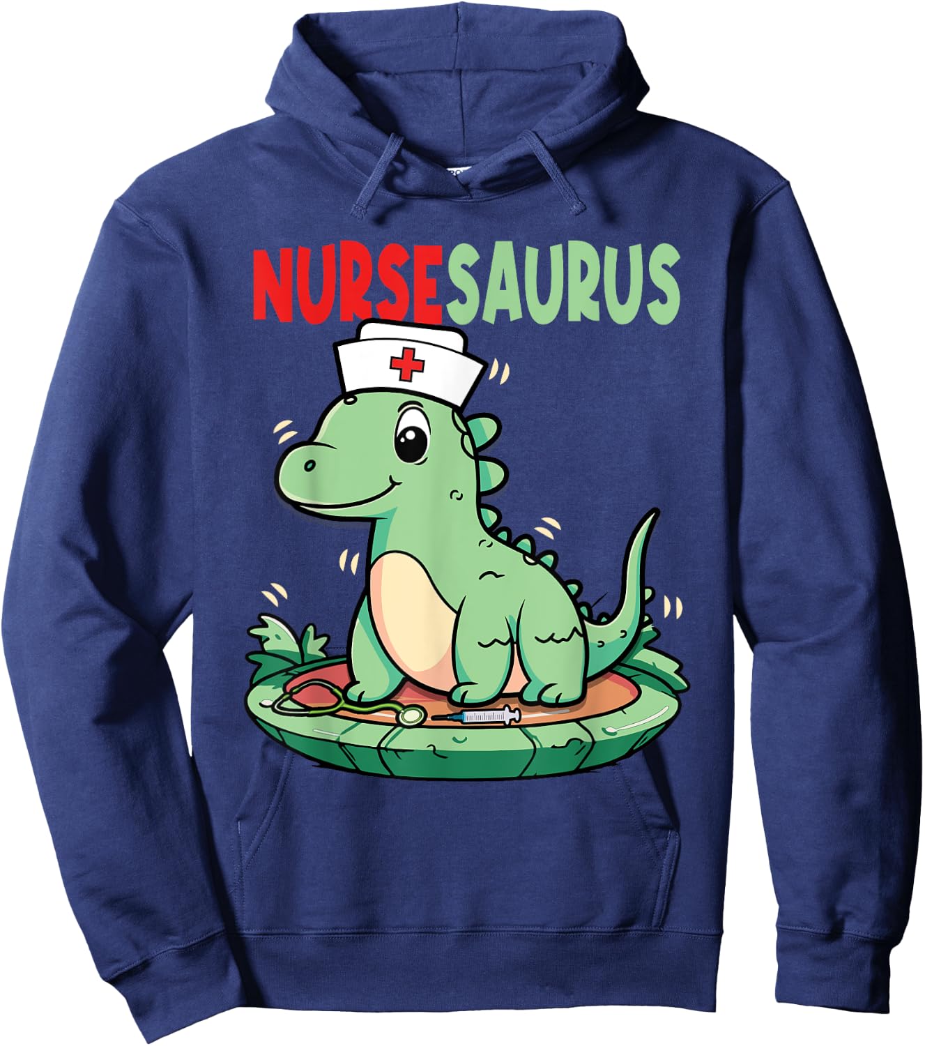 Nursesaurus Nurse T-Rex Dinosaur Nurses Hoodie - Hoodie | Navy
