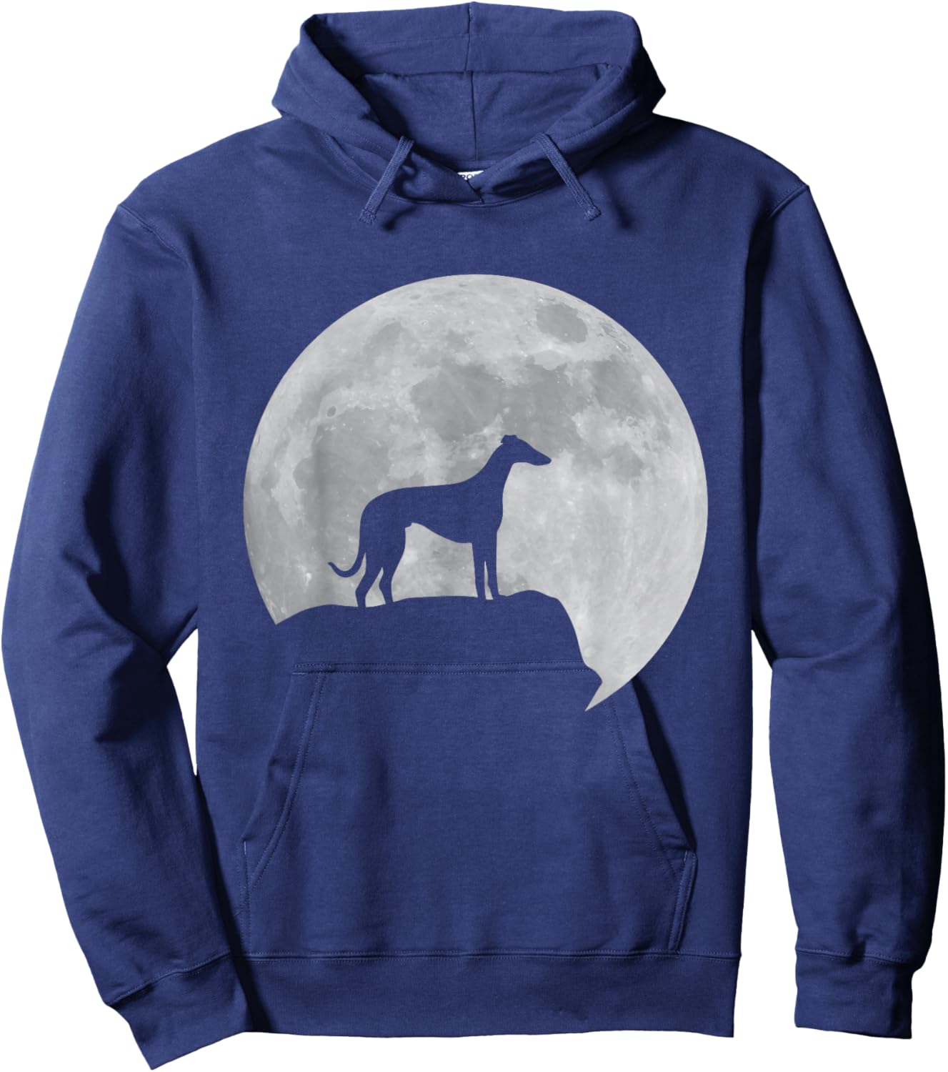 Moon And Dog Silhouette - Whippet Hoodie - Hoodie | Navy