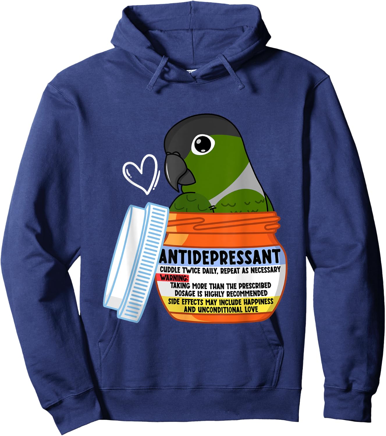 Cute Antidepressant Parrot I Green Cheek Conure Hoodie - Hoodie | Navy