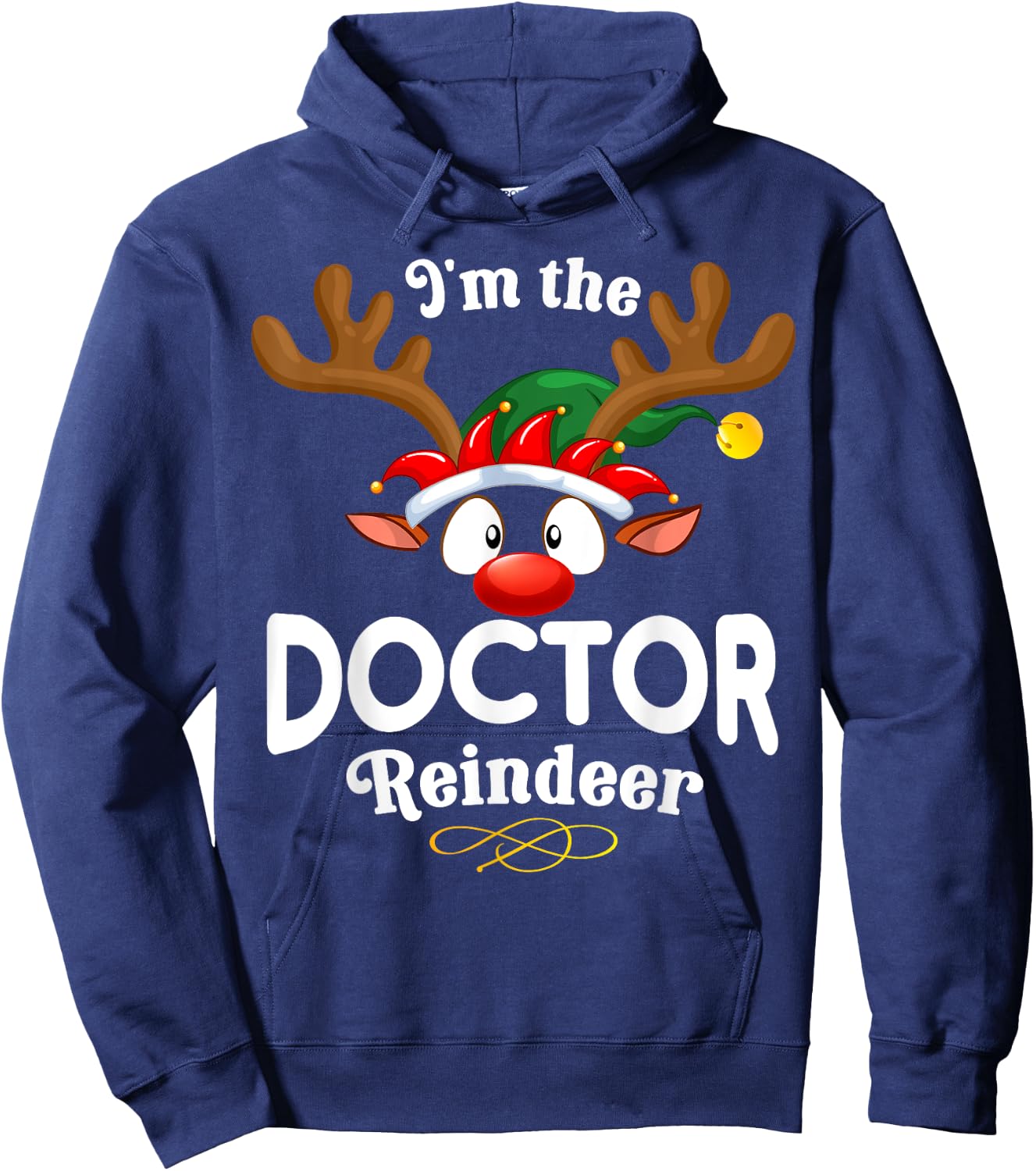 Christmas PJS Doctor XMas Reindeer Matching Hoodie - Hoodie | Navy