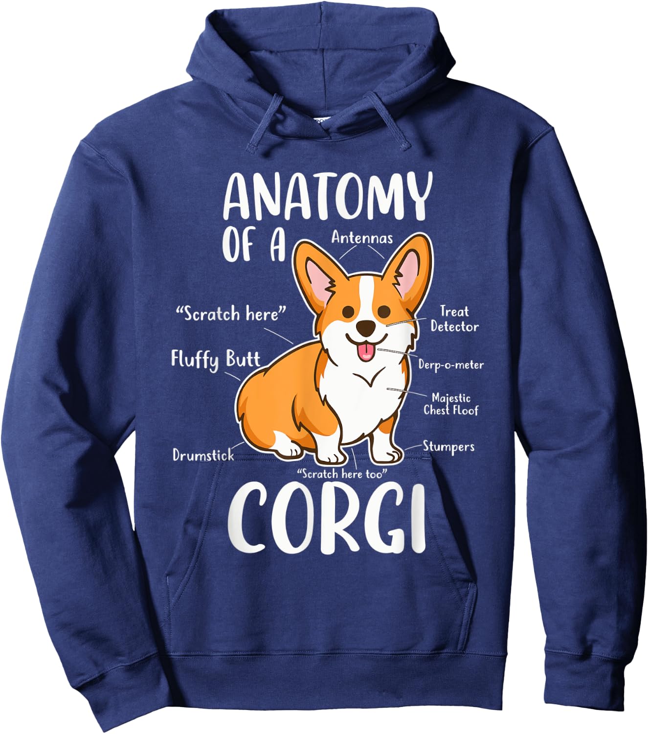 Anatomy Of A Corgi Funny Dog Apparel Men Women Hoodie - Hoodie | Navy