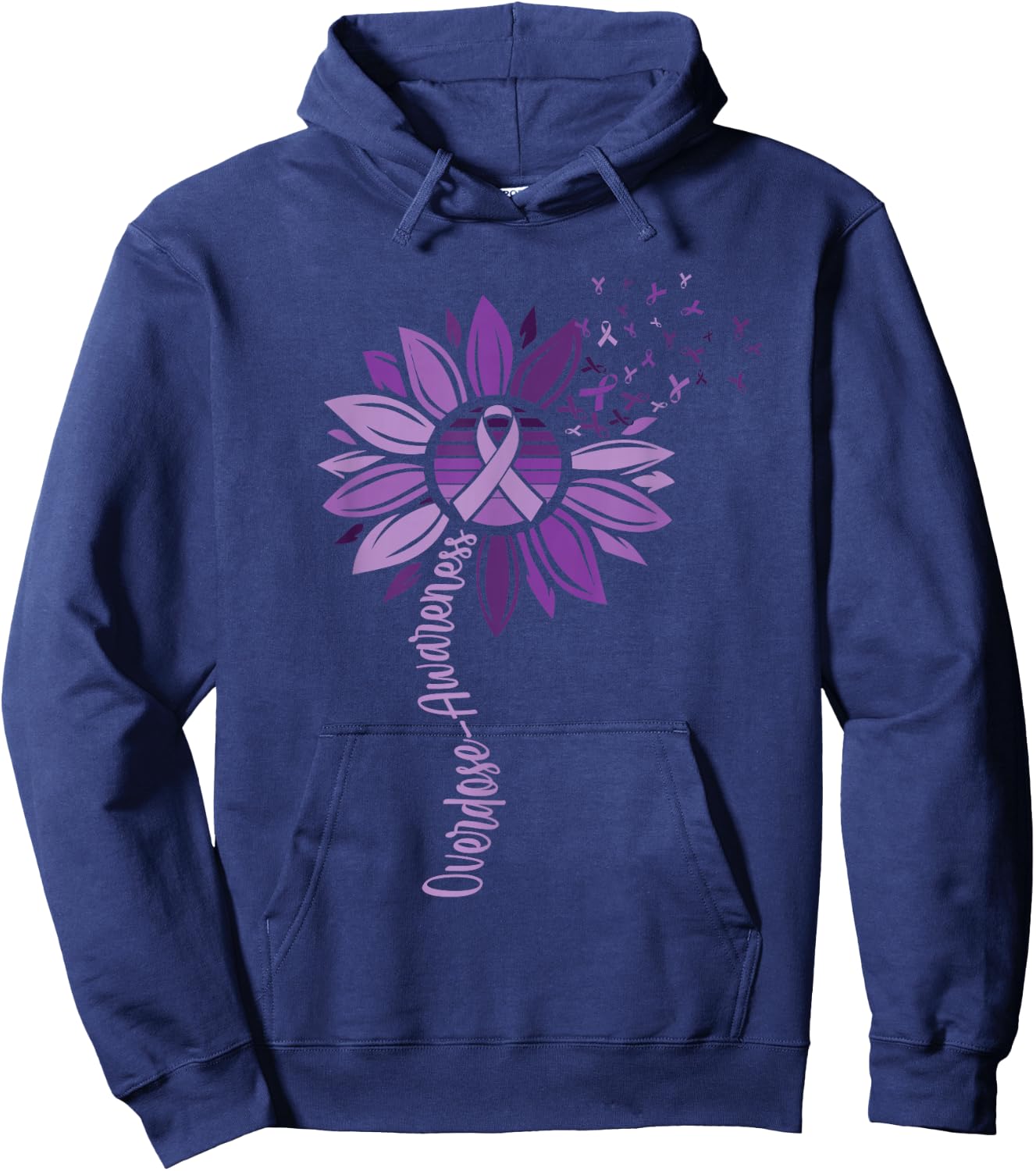 Sunflower Ribbons Overdose Awareness Men Hoodie - Hoodie | Navy