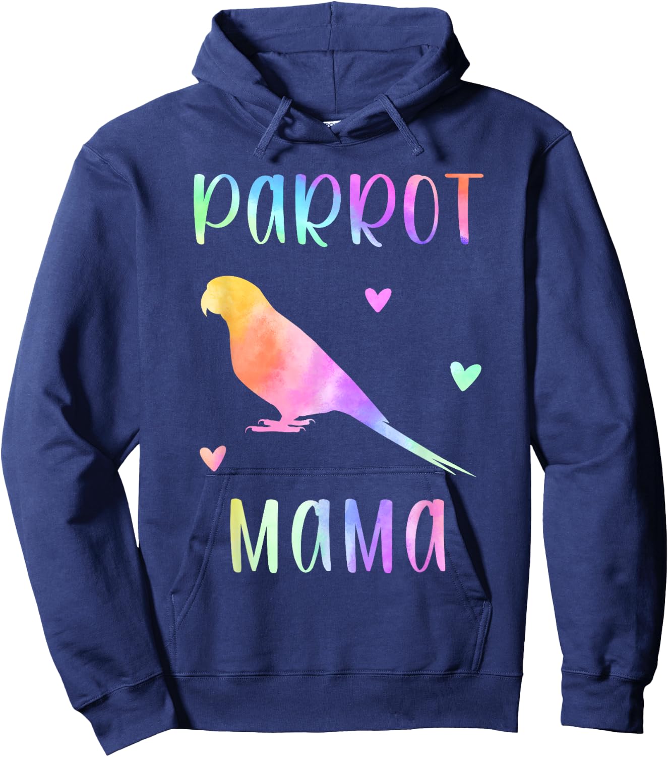 Parrot Mama Parrot Bird Mom Rainbow Watercolor Hoodie - Hoodie | Navy