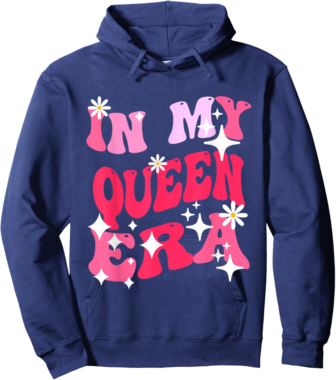 In My Queen Era Groovy Retro Hoodie - Hoodie | Navy