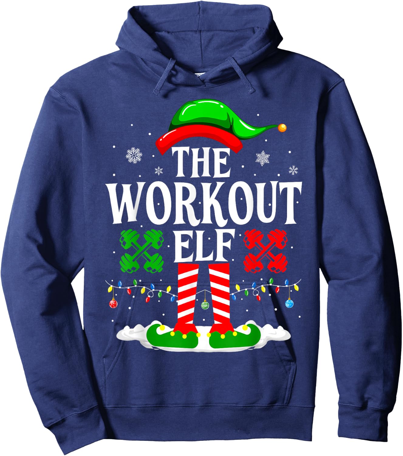 The Workout Elf Funny Fitness Christmas Gym Hoodie - Hoodie | Navy