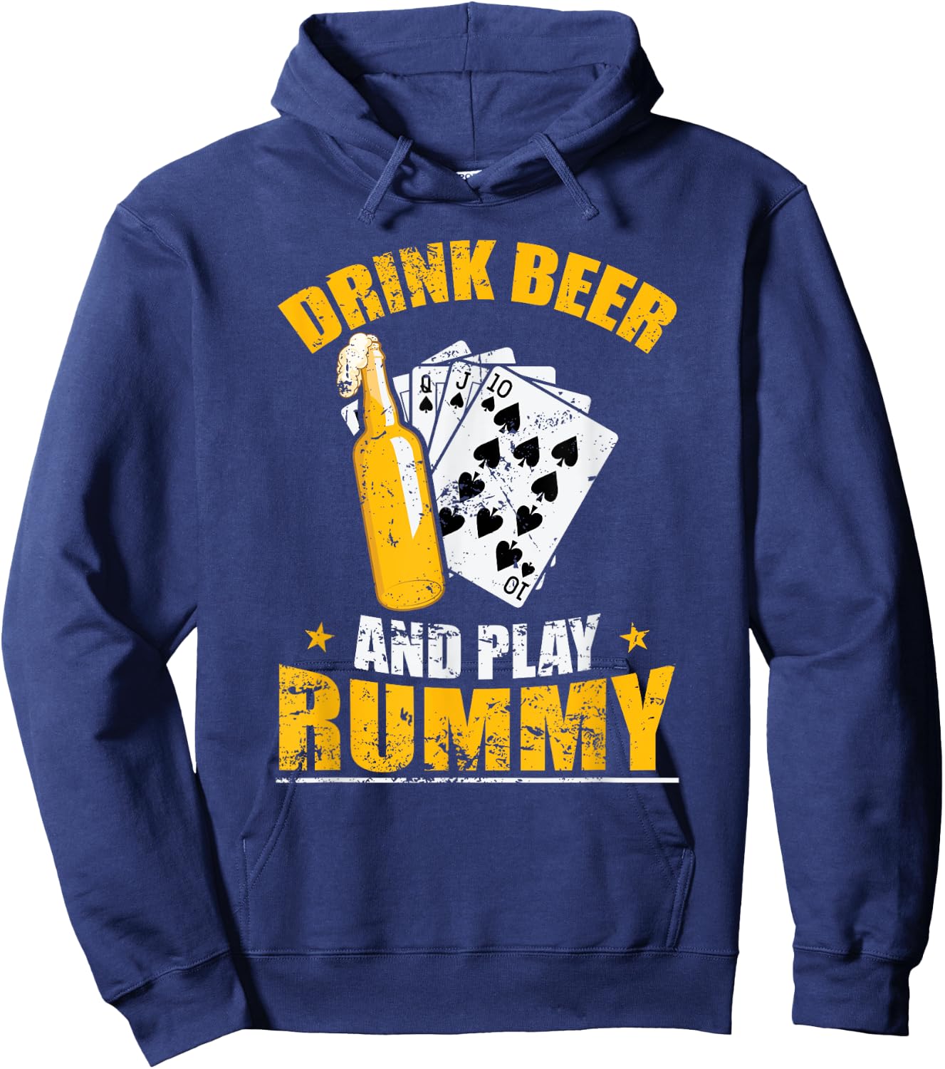 Drink Beer and play Rummy Card Game Romme Hoodie - Hoodie | Navy