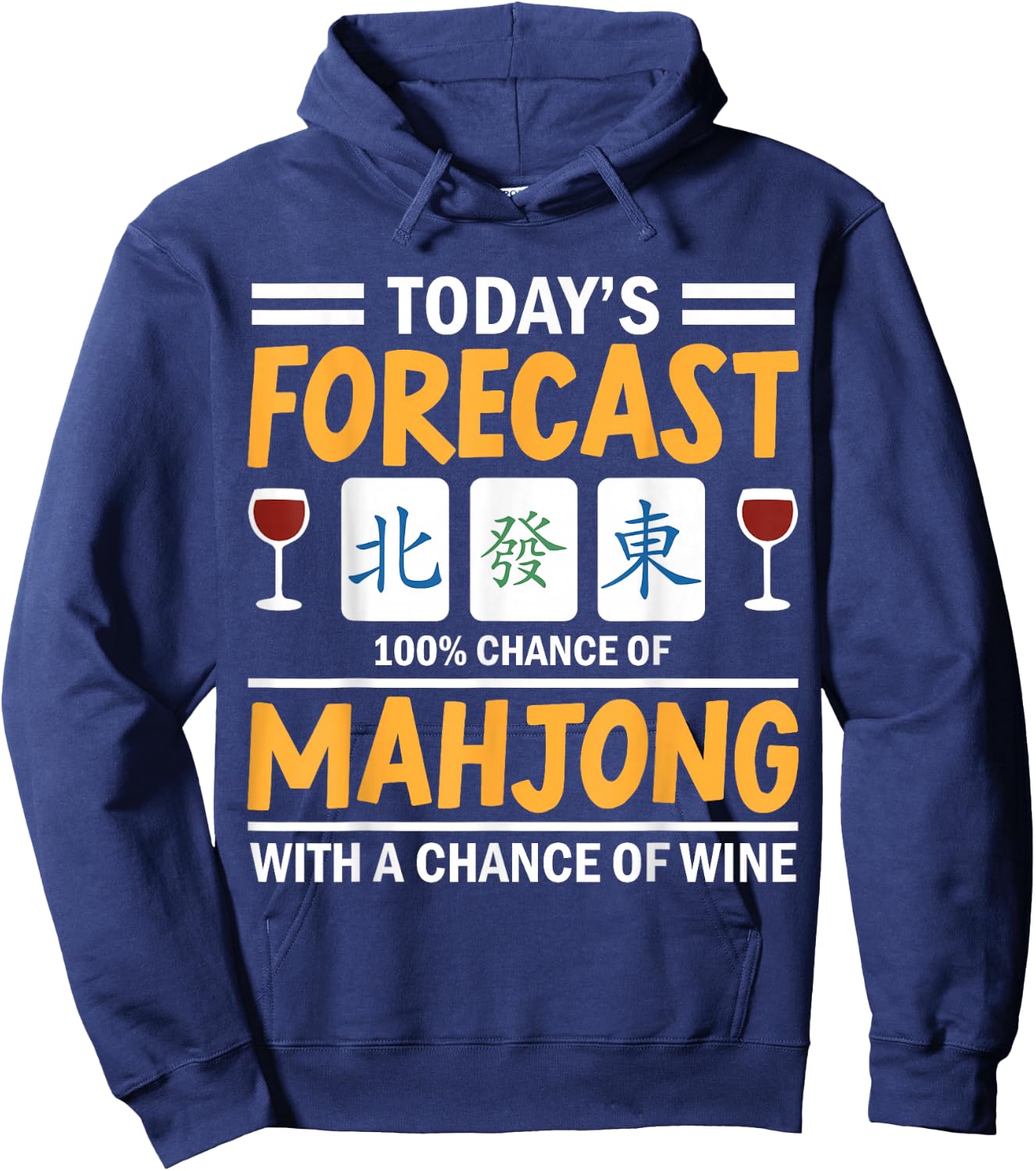 Mahjong Girl Funny Mahjong and wine Hoodie - Hoodie | Navy