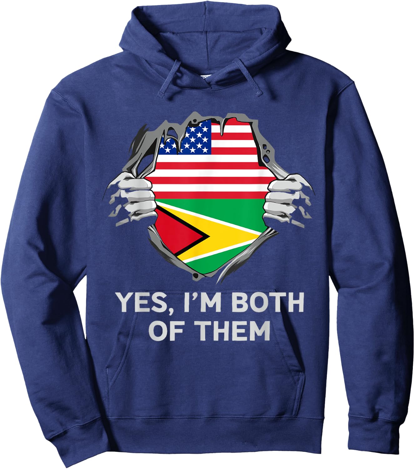 Half American Half Guyanese USA Guyana Flag Hoodie - Hoodie | Navy