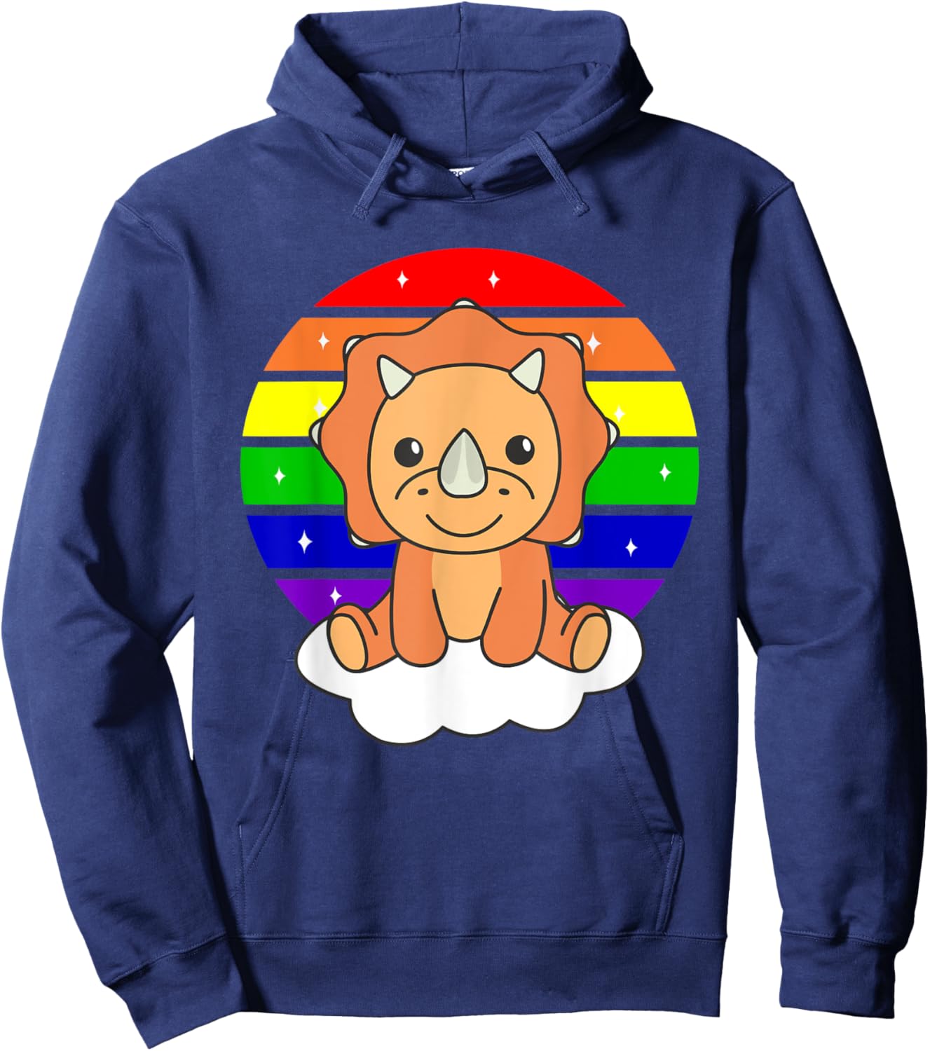 Triceratops Colorful Rainbow For Kids Cute Dino Hoodie - Hoodie | Navy