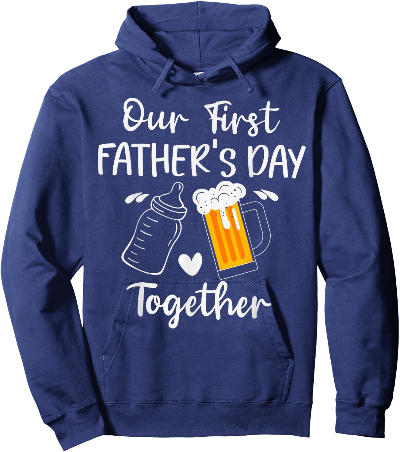 Our First Father's Day Milk Vs Beer Together Hoodie - Hoodie | Navy