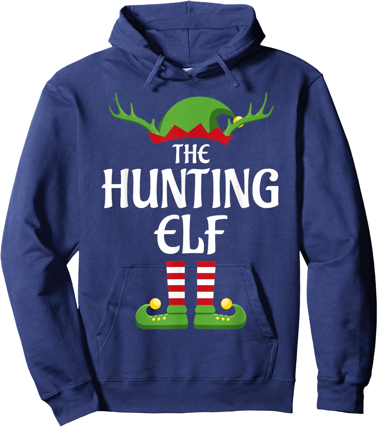 Hunting Elf Family Matching Group Christmas Hoodie - Hoodie | Navy