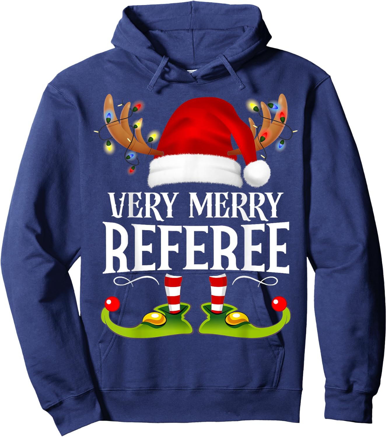 Very Merry X-Mas Referee Matching Christmas Hoodie - Hoodie | Navy
